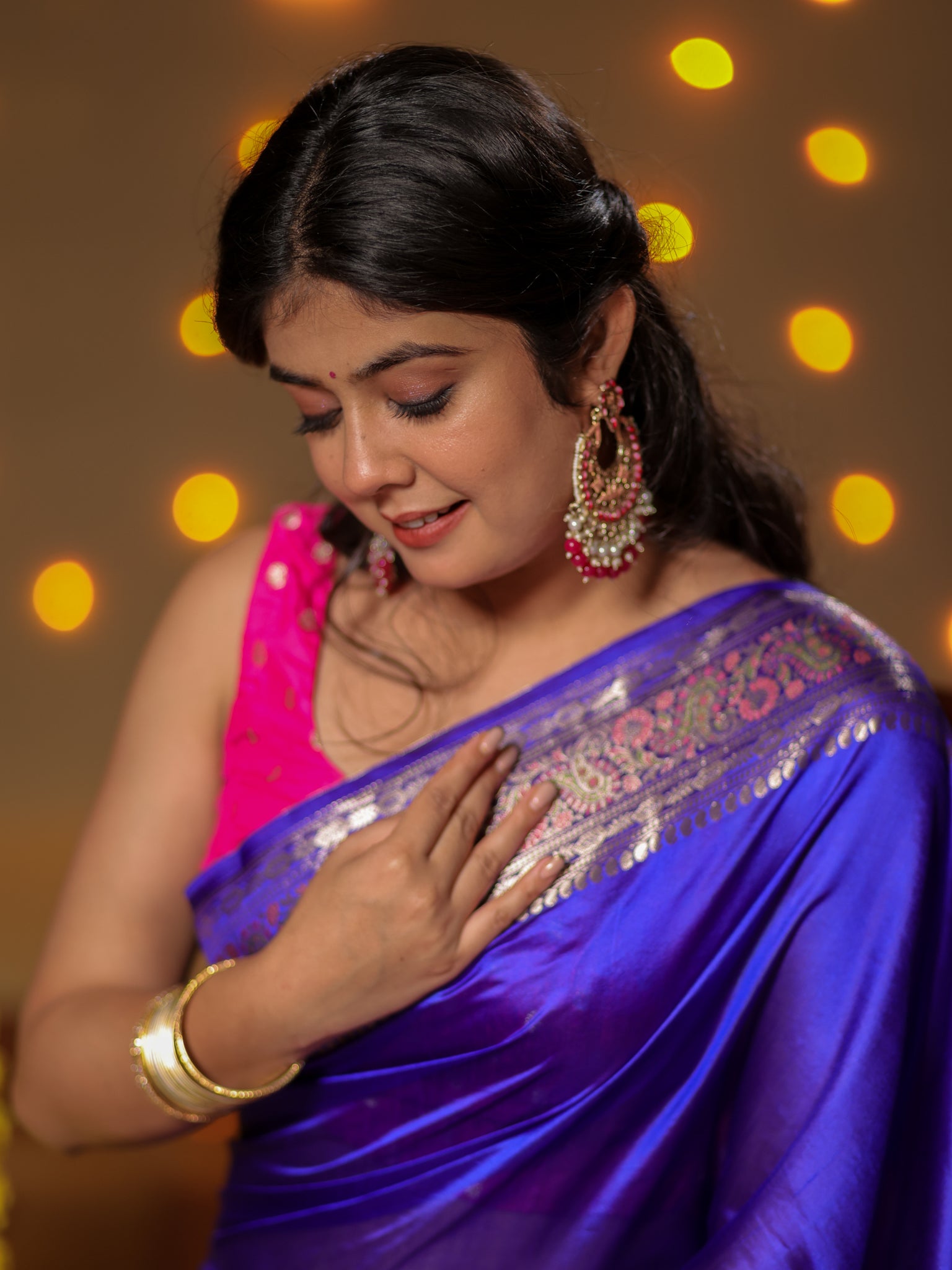 Banarasi Plain Silk Saree With Weaving- Blue