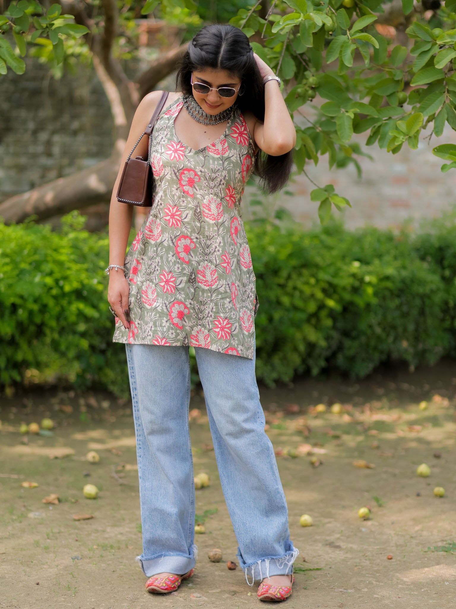 Readymade Halterneck Corset Kurti-Grey