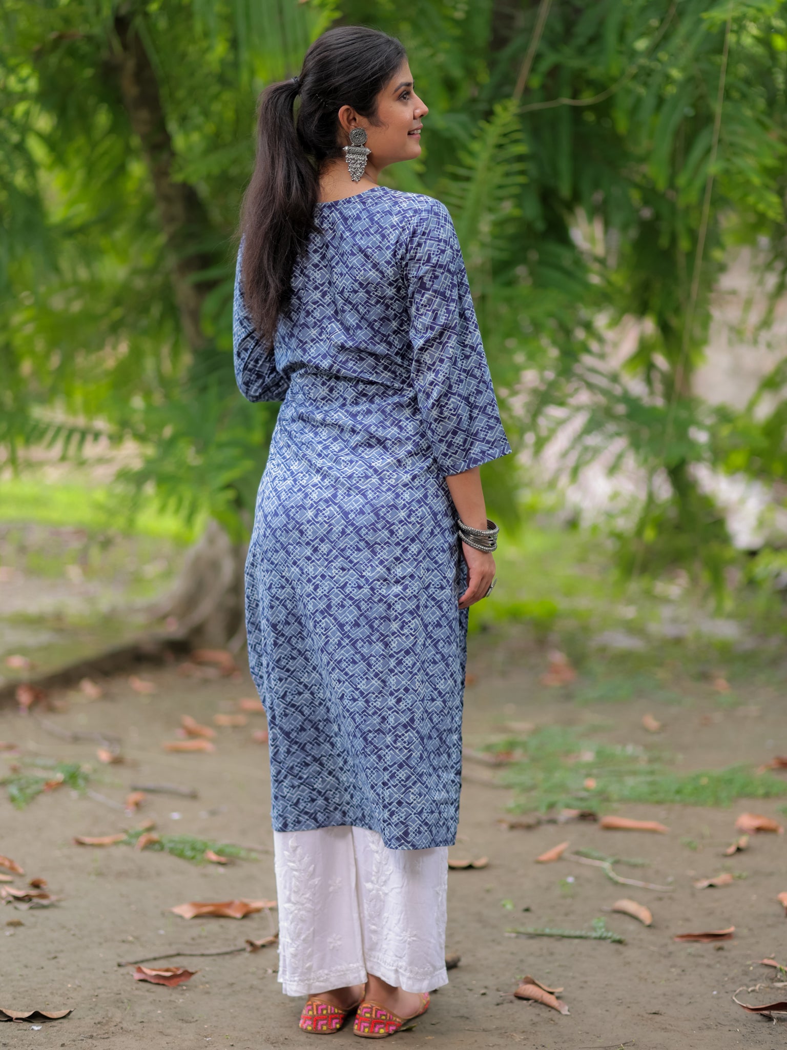 Readymade Printed Cotton Kurti- Blue