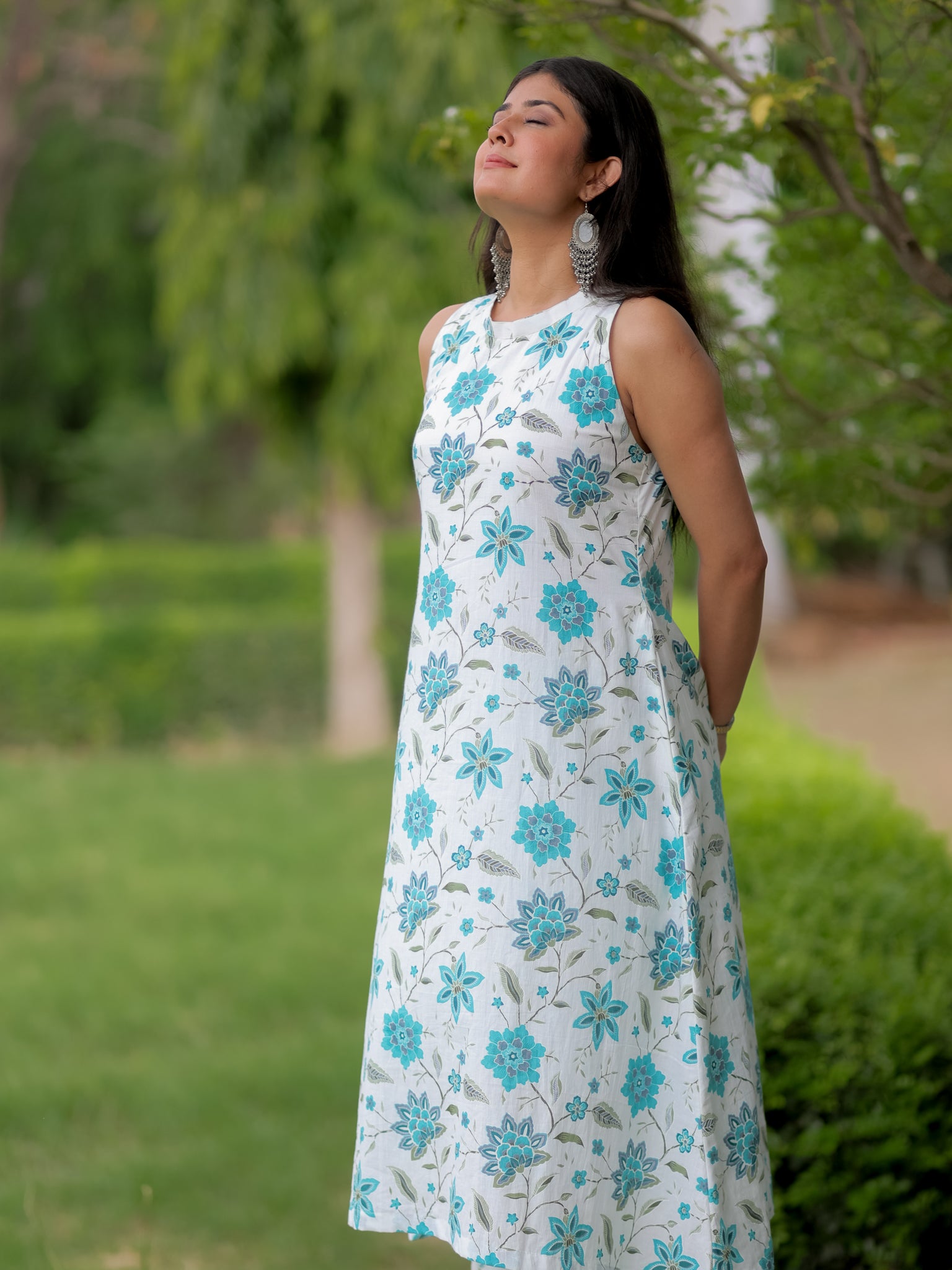 Readymade Floral Print Cotton Co-ord Set- White