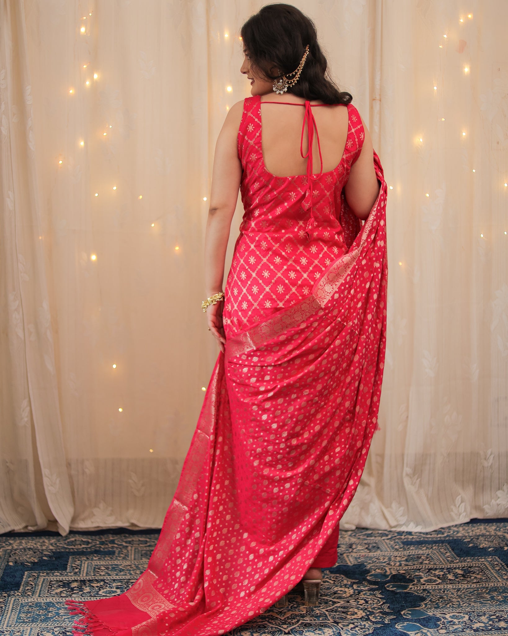 Readymade Banarasi Cotton SIlk Salwar Kameez with Dupatta- Magenta