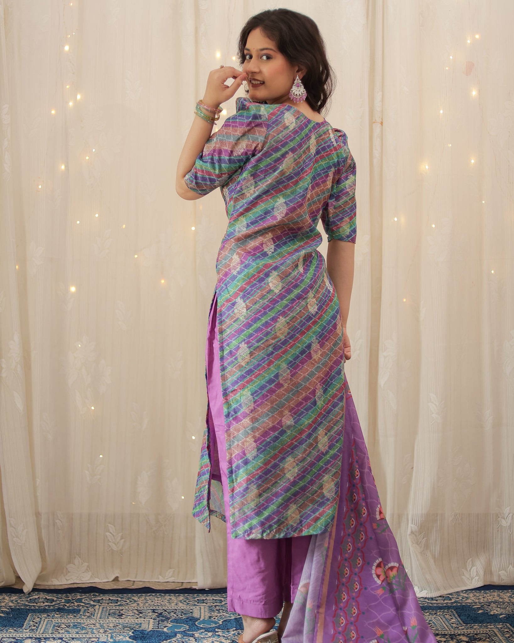 Readymade Banarasi Silk Salwar Kameez with Dupatta- Lavender