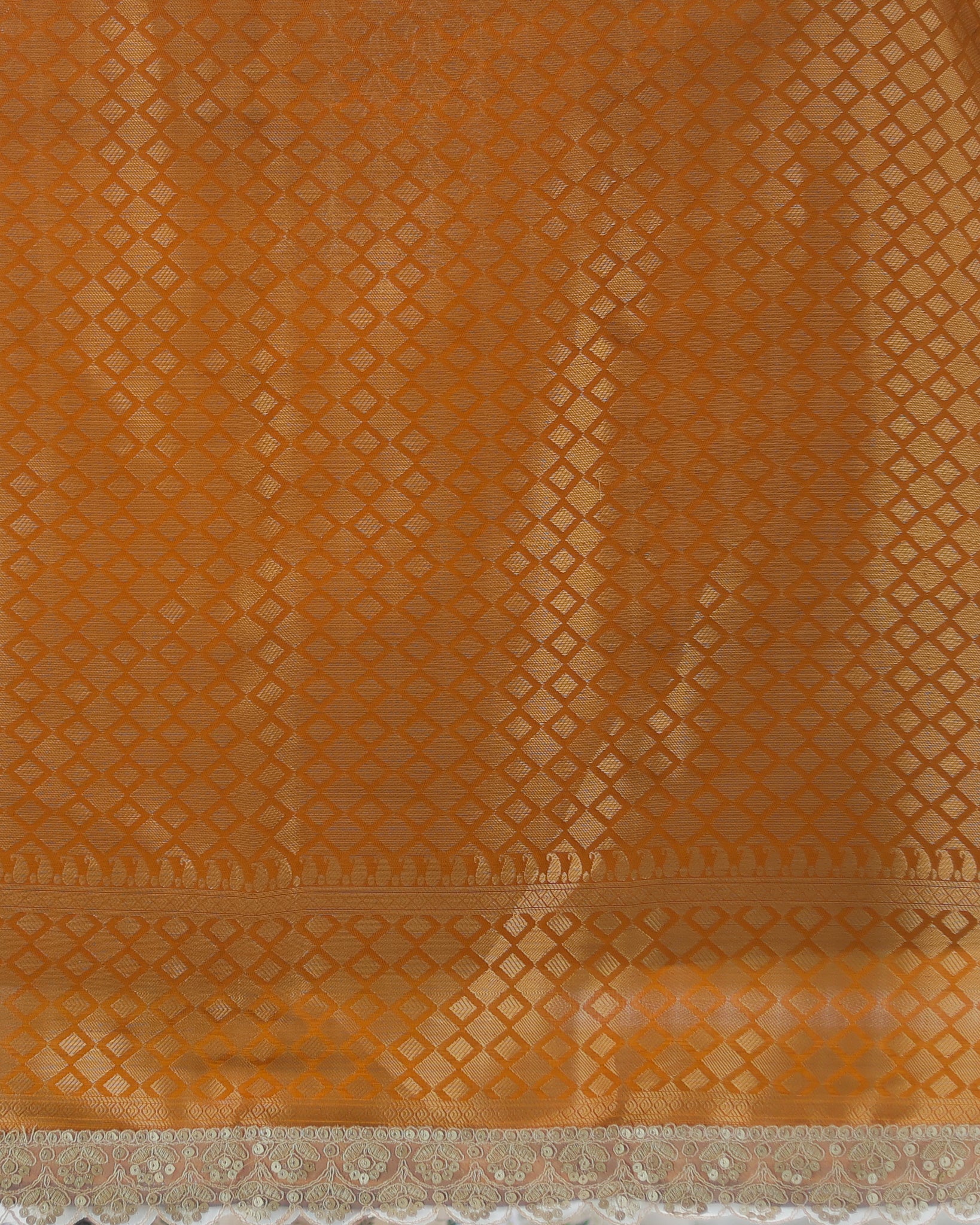 Banarasi Cotton Silk Saree with Lace Border- Mustard