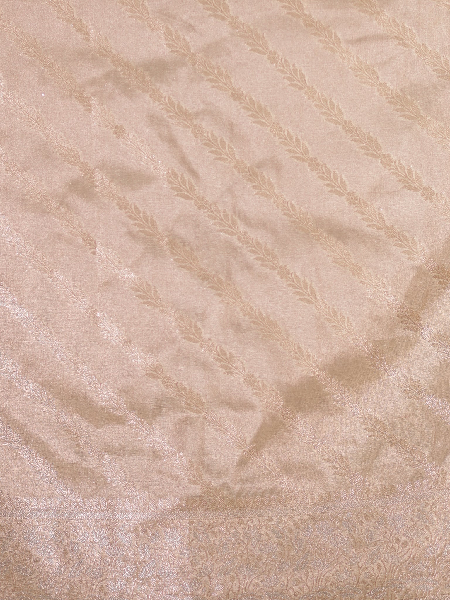 Banarasi Plain Tissue Saree with Lace Border - Beige