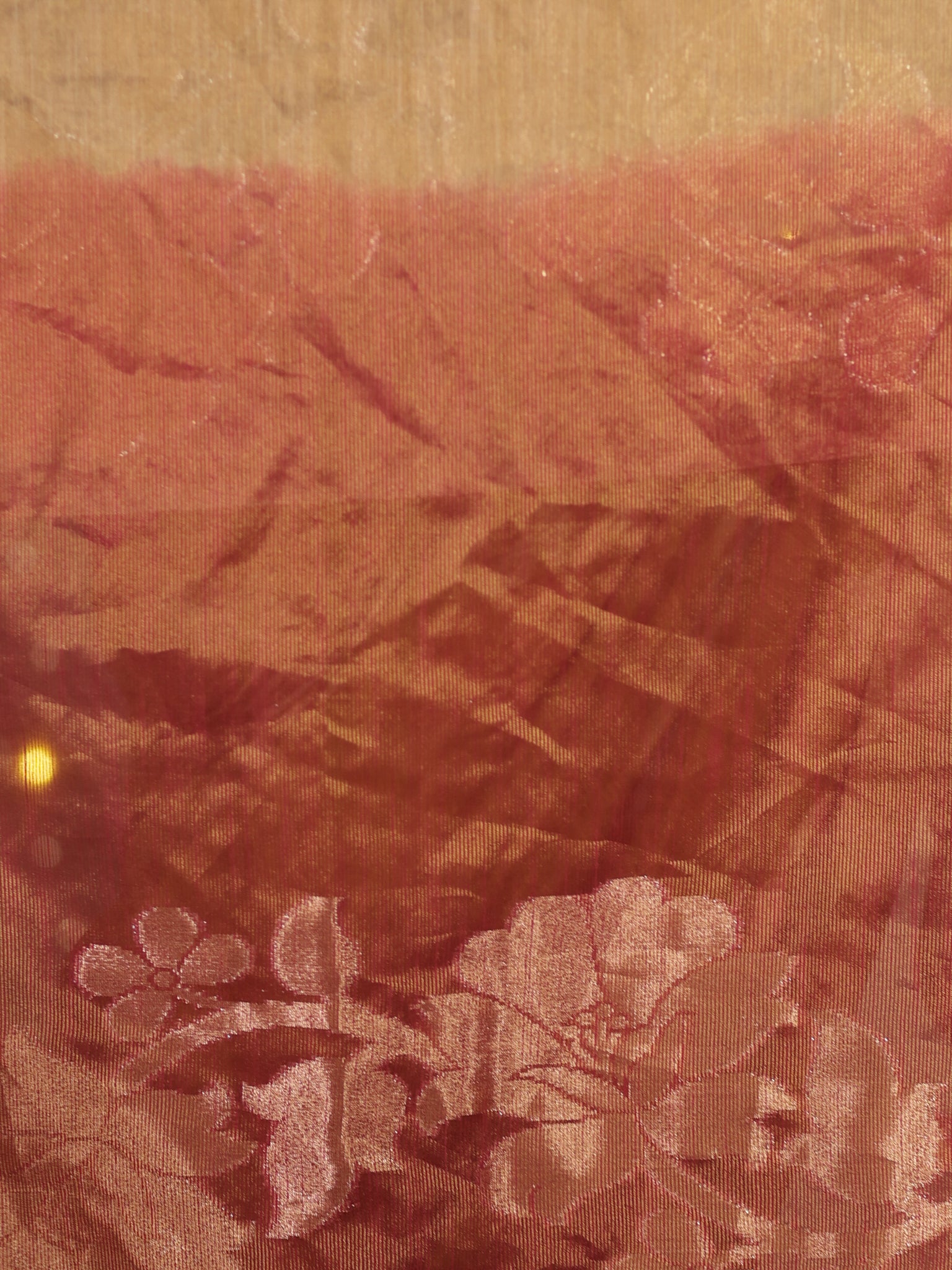 Banarasi Dual Shade Soft Cotton Saree With Lace Border- Beige & Maroon