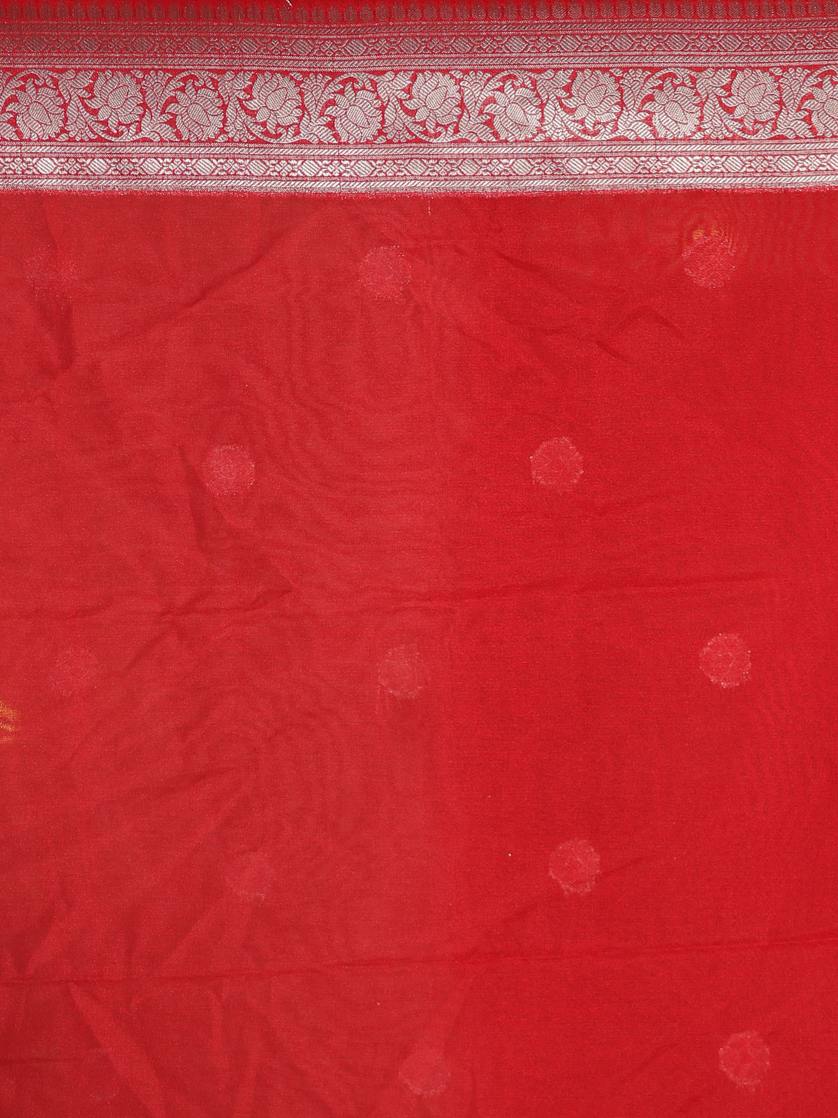 Banarasi Dual Shade Semi Silk Saree With Lace Border- White & Red