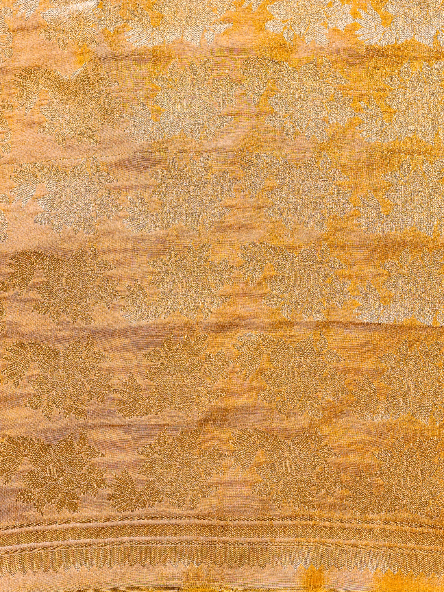 Banarasi Dual Tone Tissue Saree With Border - Yellow