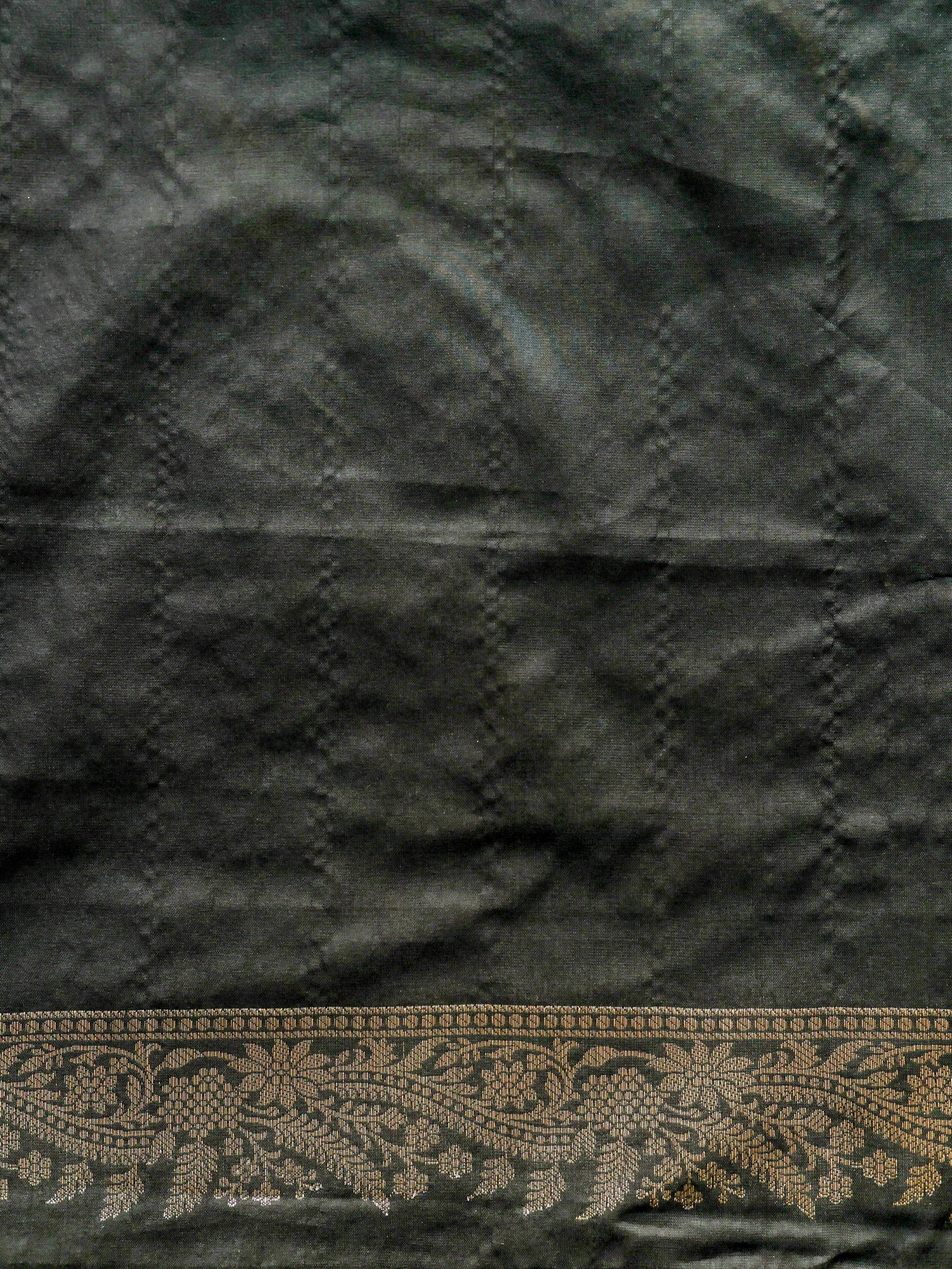 Banarasi Semi Katan Silk Saree With Border- Black