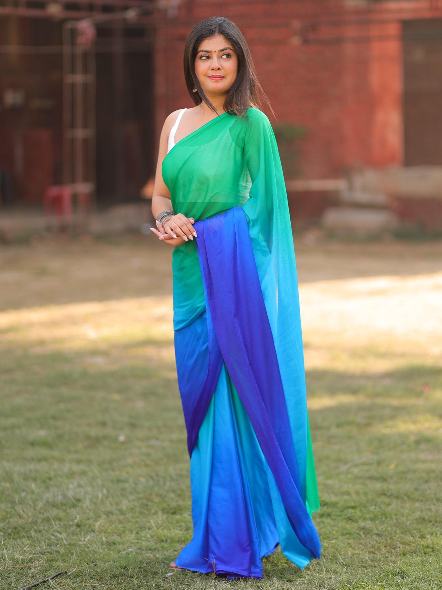 Shaded Chiffon Saree - Blue