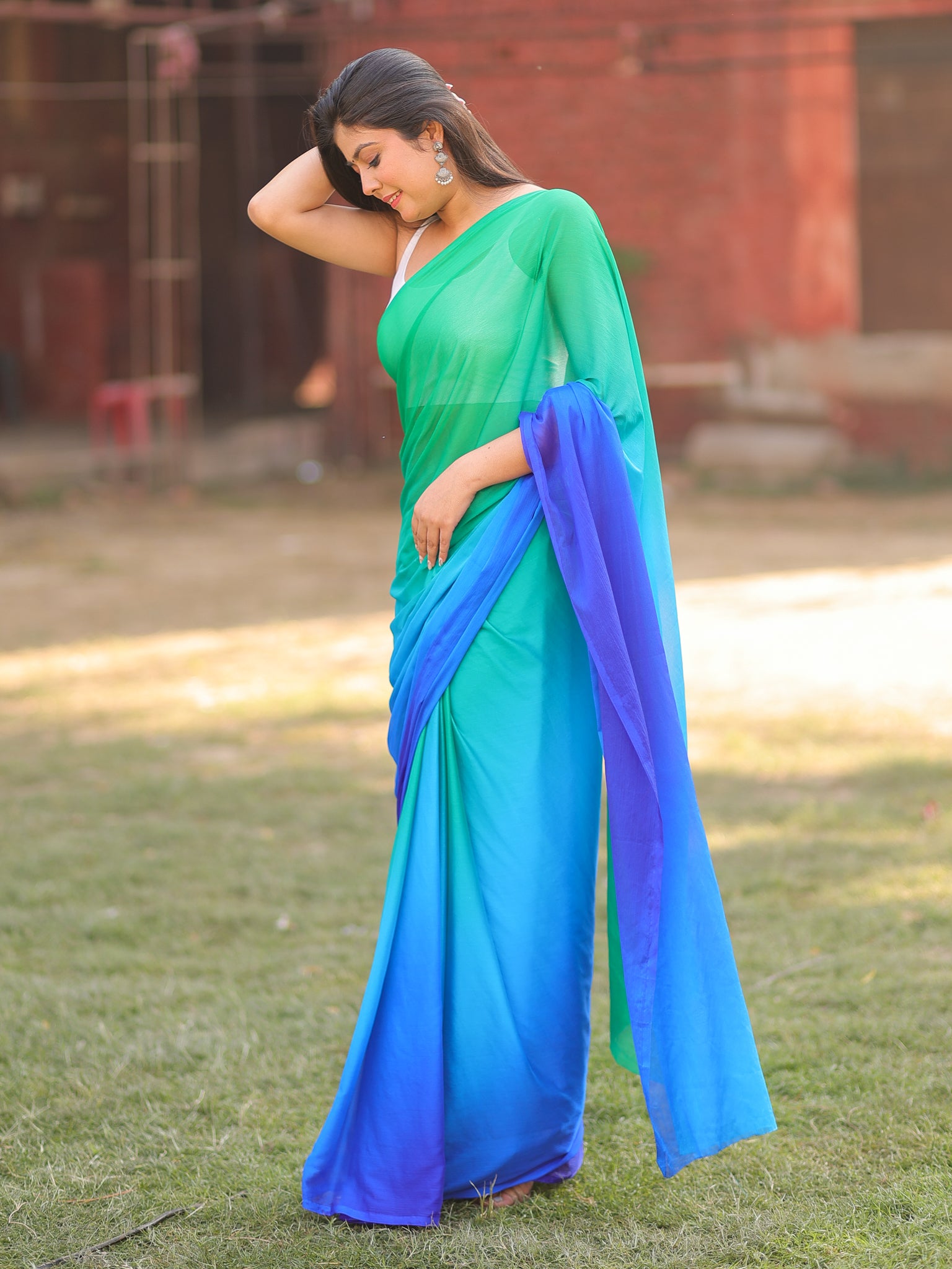 Shaded Chiffon Saree - Blue