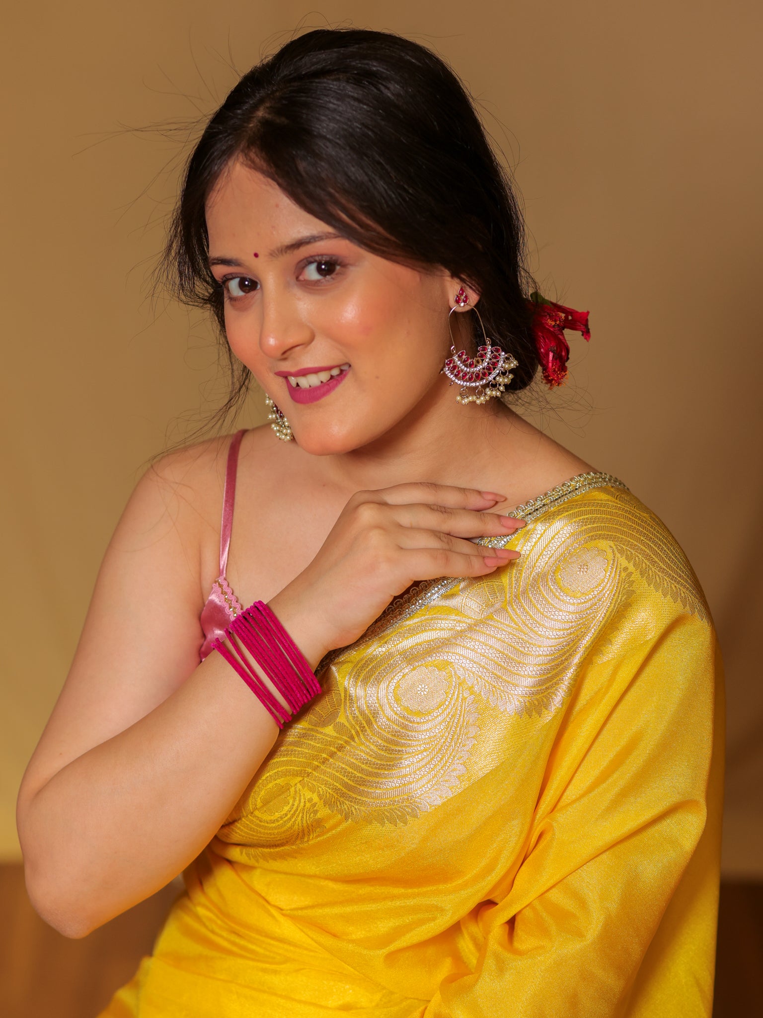 Banarasi Soft Cotton Saree With Zari Weaving Border- Yellow