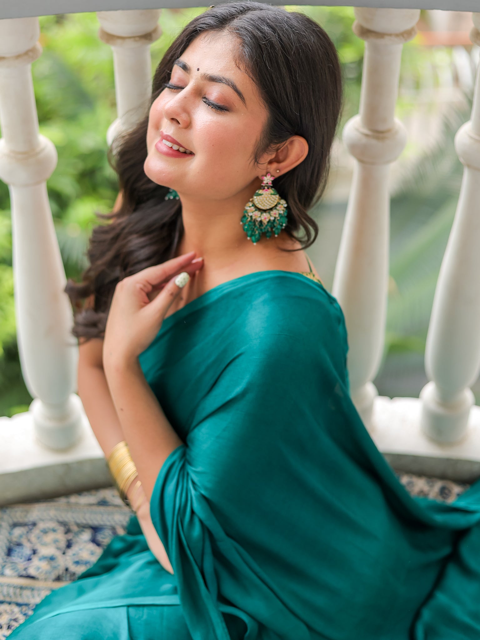 Rama Green Plain Modal Zari Pallu Saree