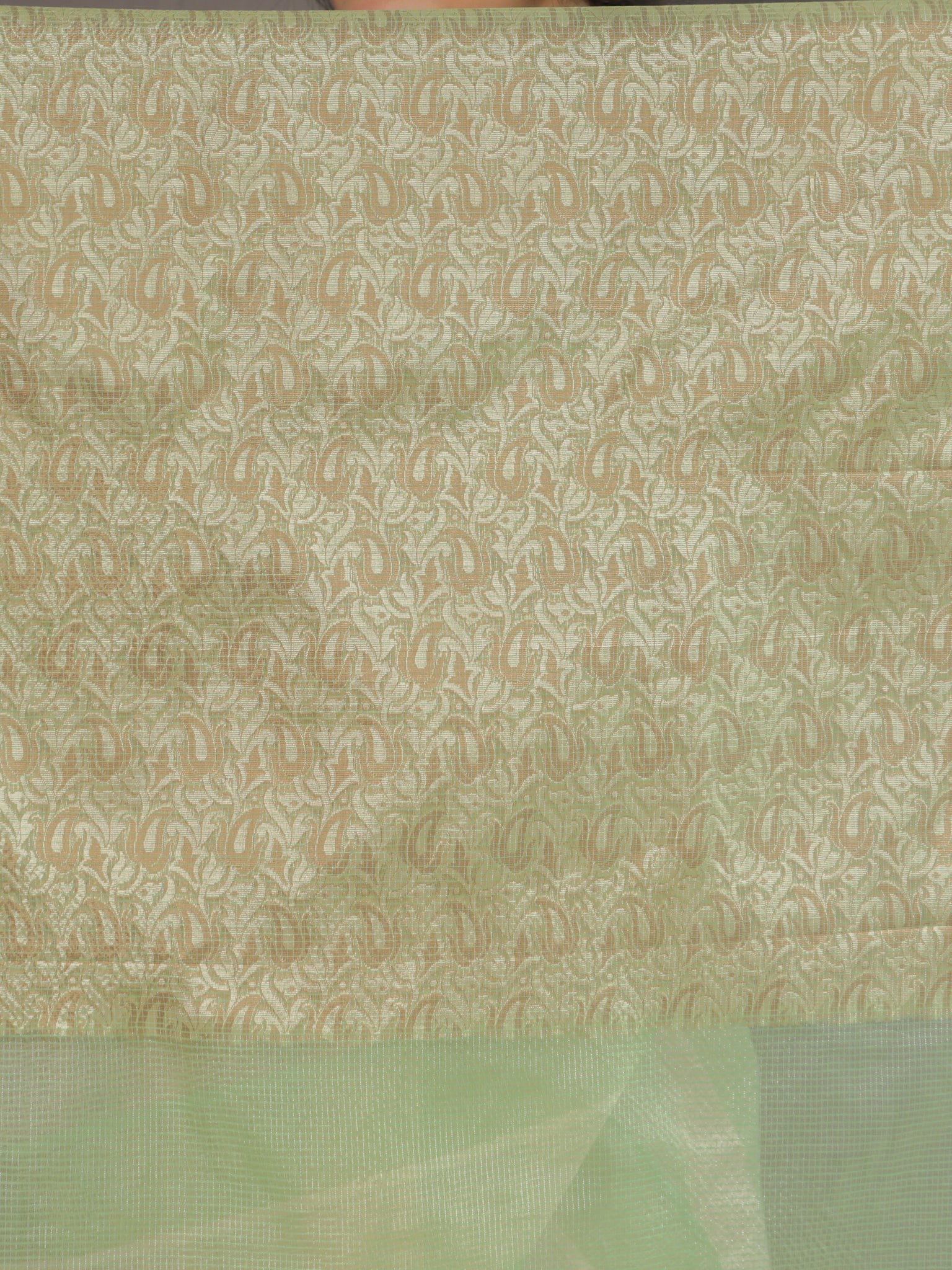 Banarasi Kota Check Saree with Resham Weaving Border- Green