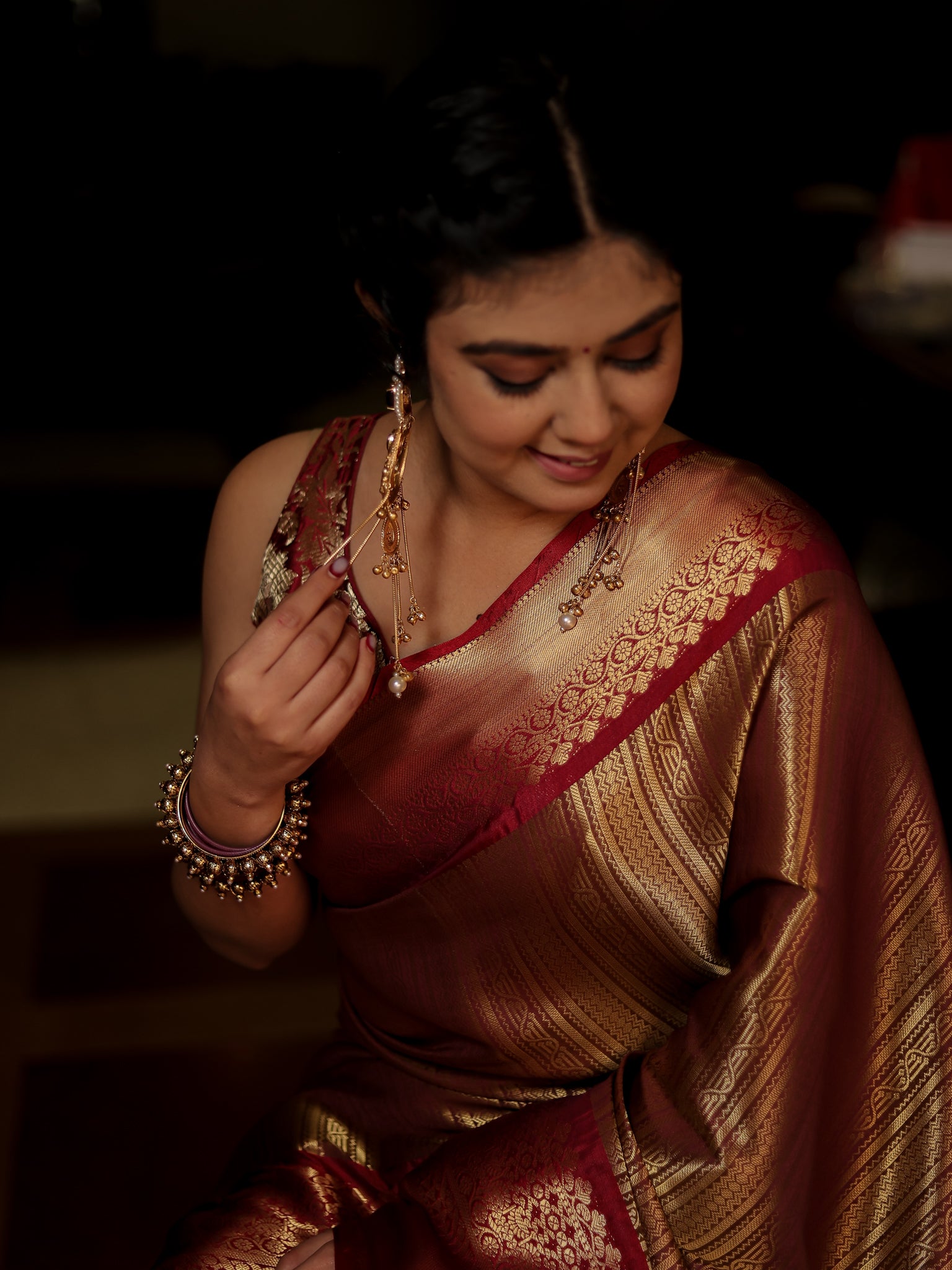 Banarasi Kora Saree With Zari Weaving & Border- Gold