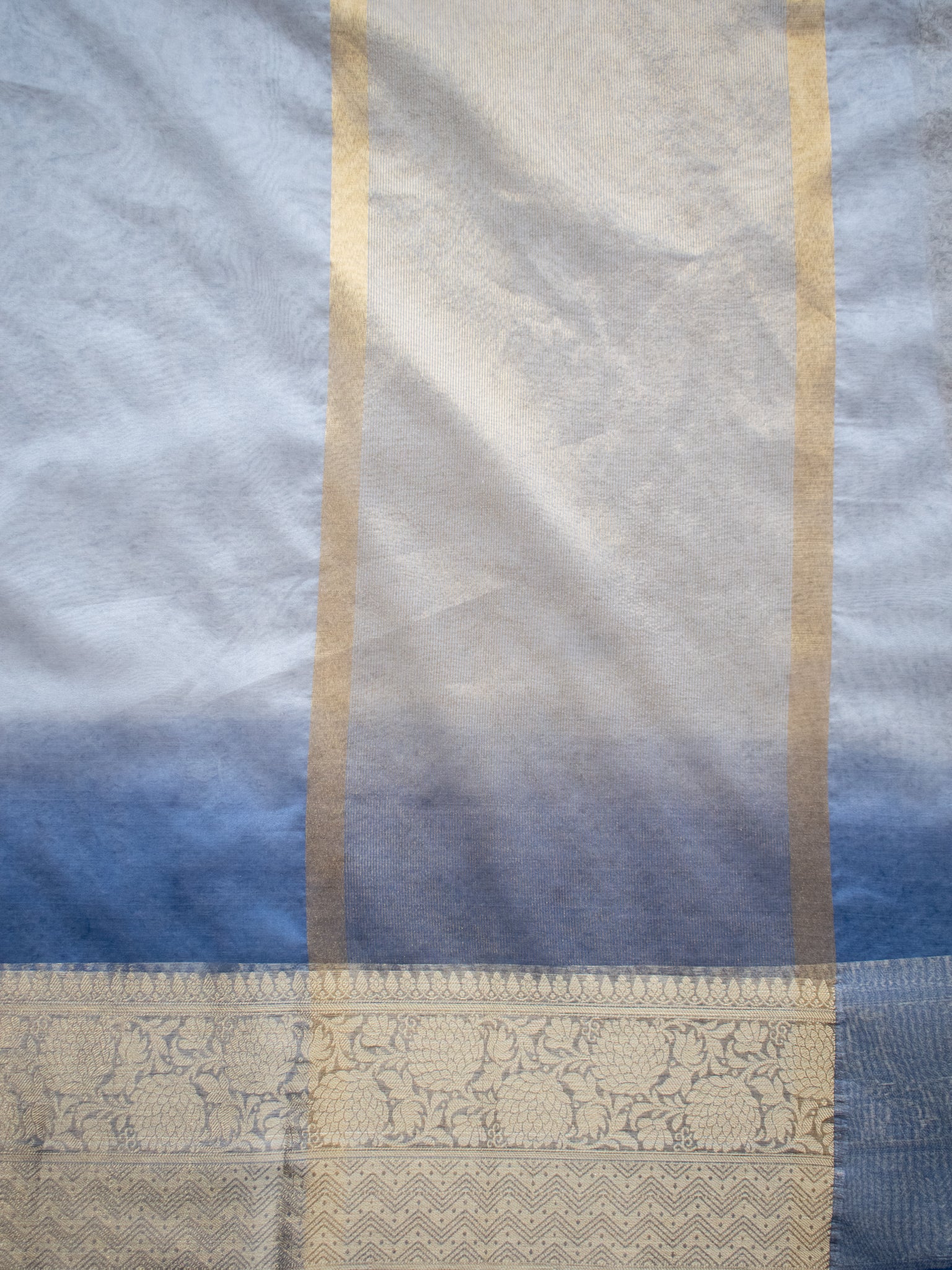 Banarasi Dual shade Organza Saree With Zari Weaving Border- Grey