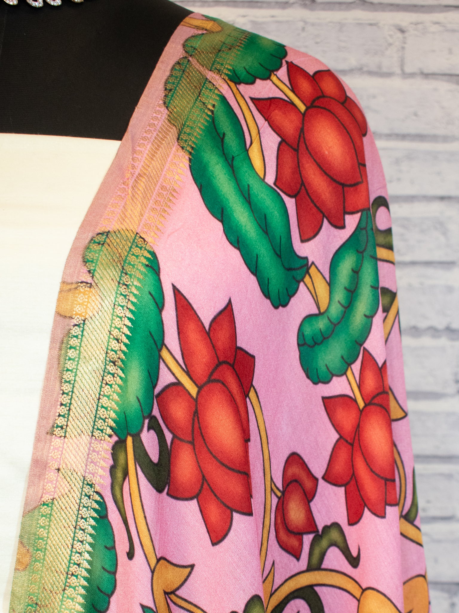 Banarasi Chanderi Digital Print Dupatta - Pink