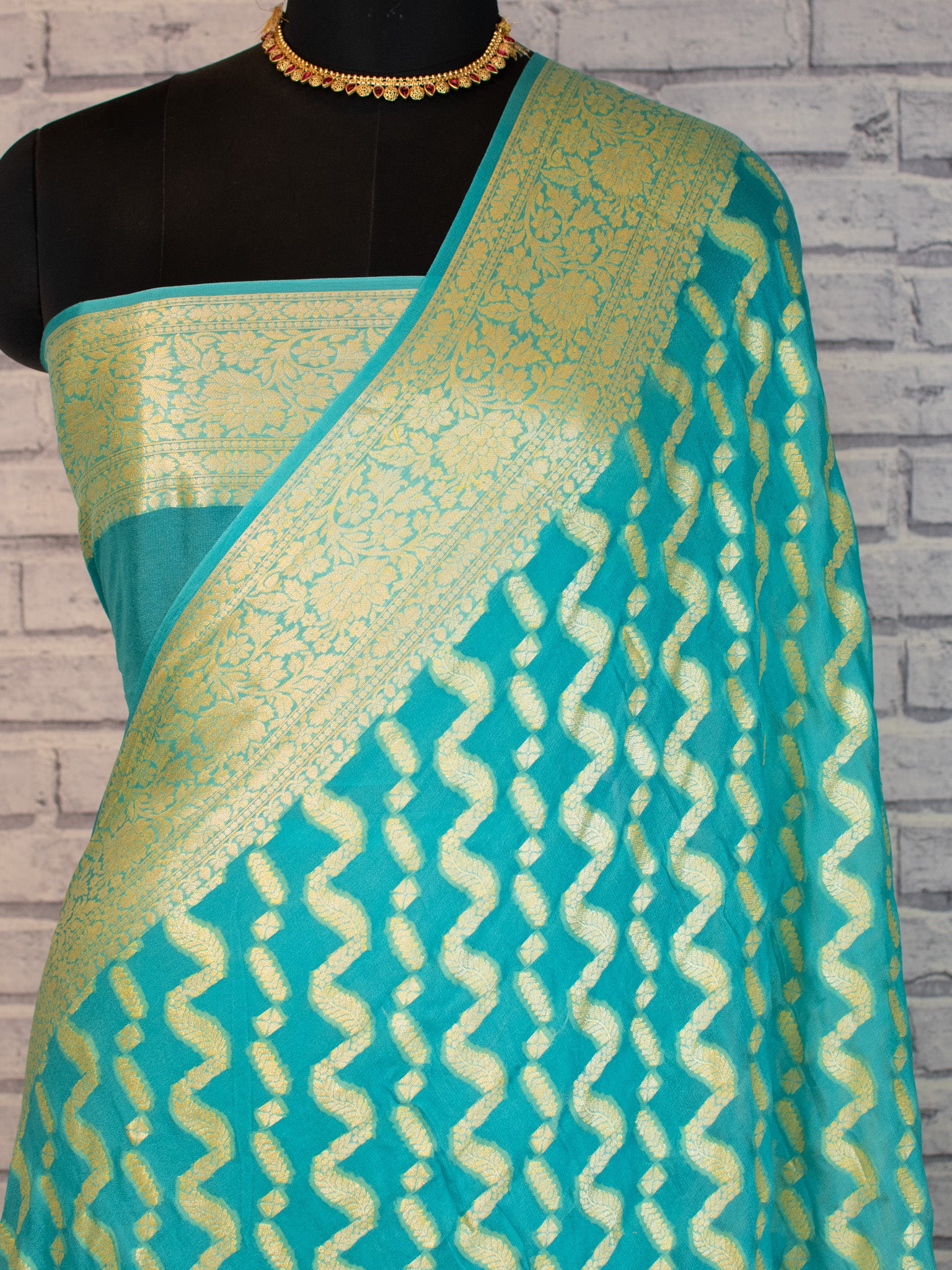 Banaras Pure Georgette Saree With Resham Weaving-Sky Blue