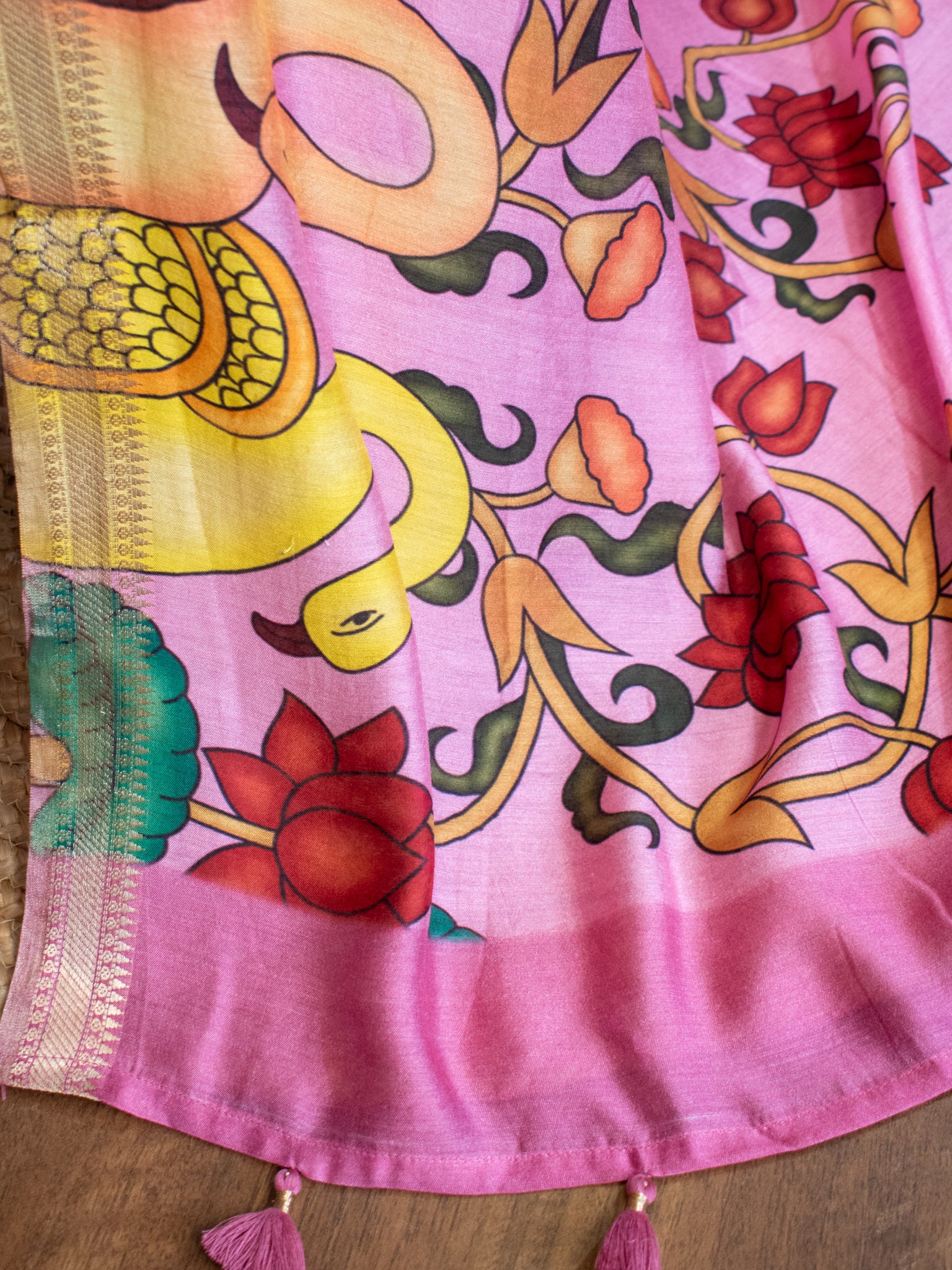 Banarasi Chanderi Digital Print Dupatta - Pink