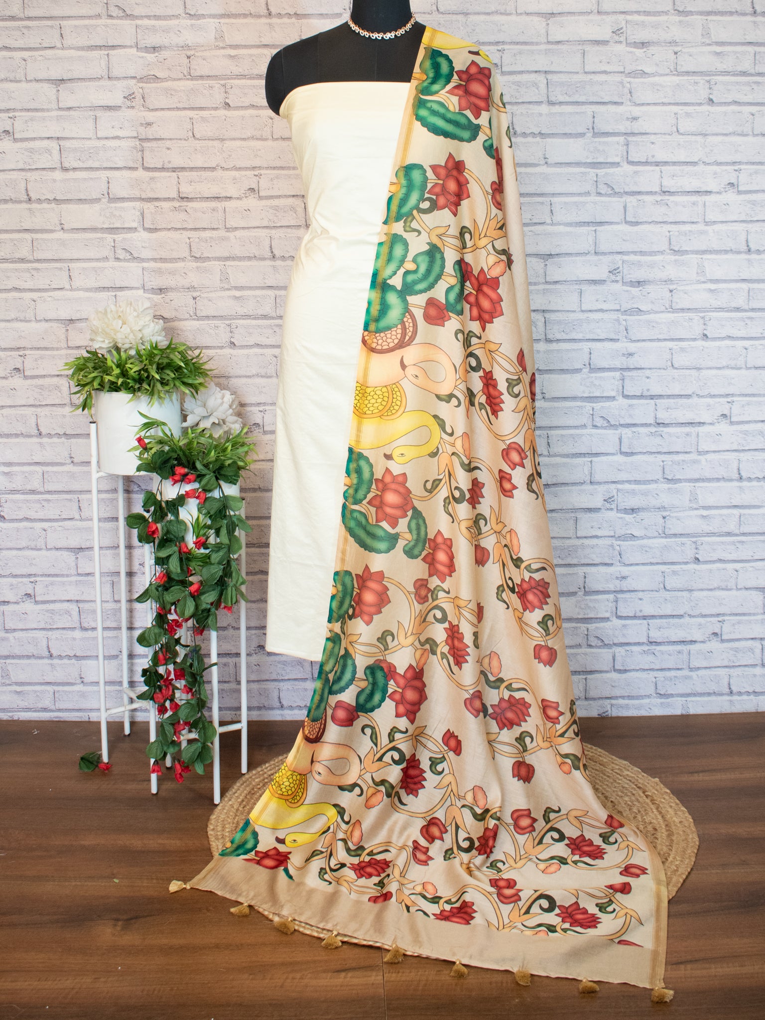 Banarasi Chanderi Digital Print Dupatta - Beige