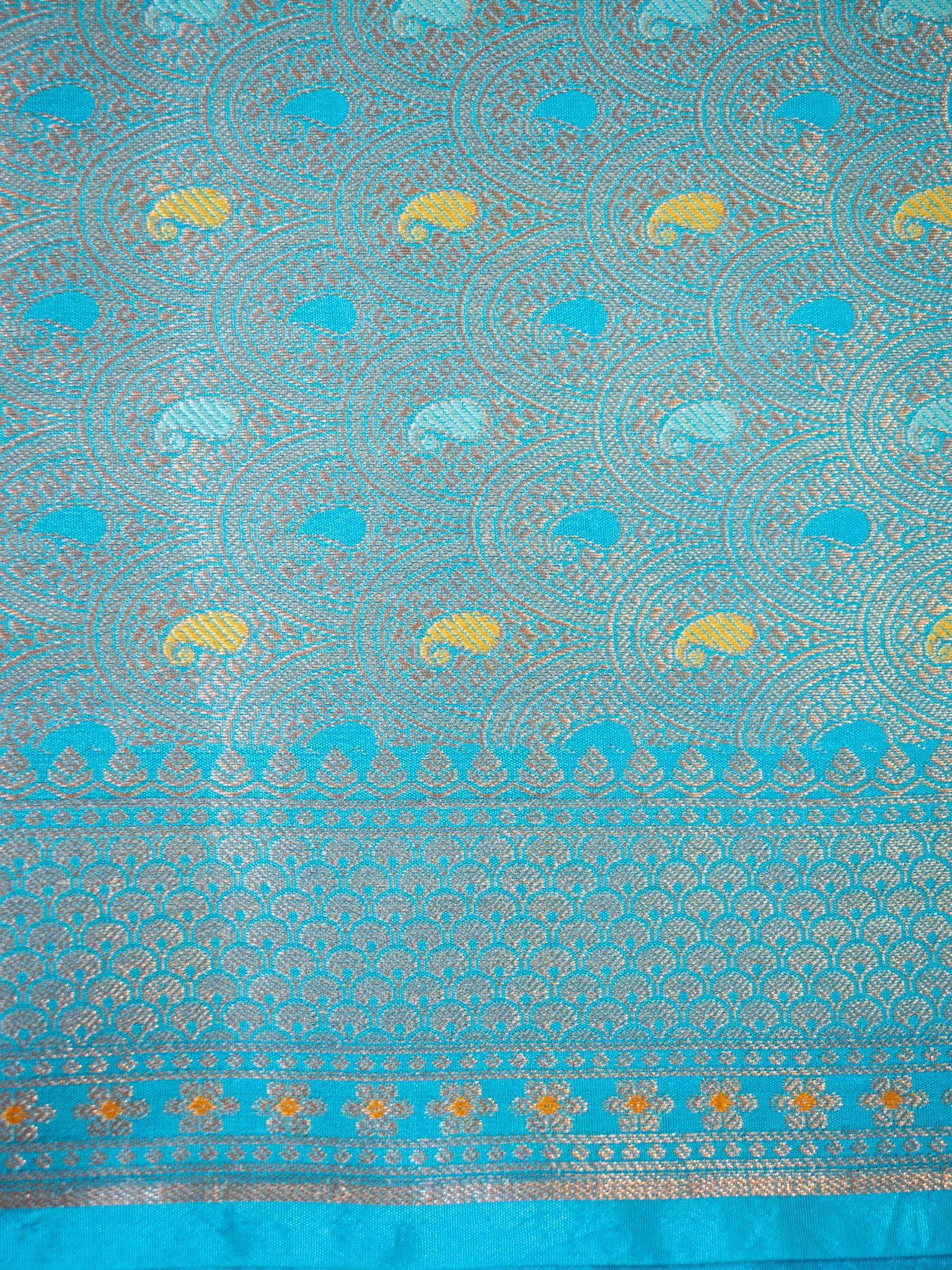 Banarasi Semi Silk Saree With Zari Weaving & Lace Border -Blue