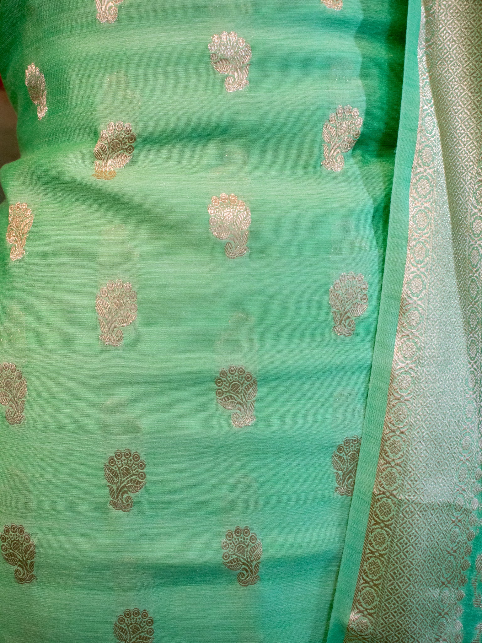 Banarasi Pure Muga Silk Salwar Kameez- Green