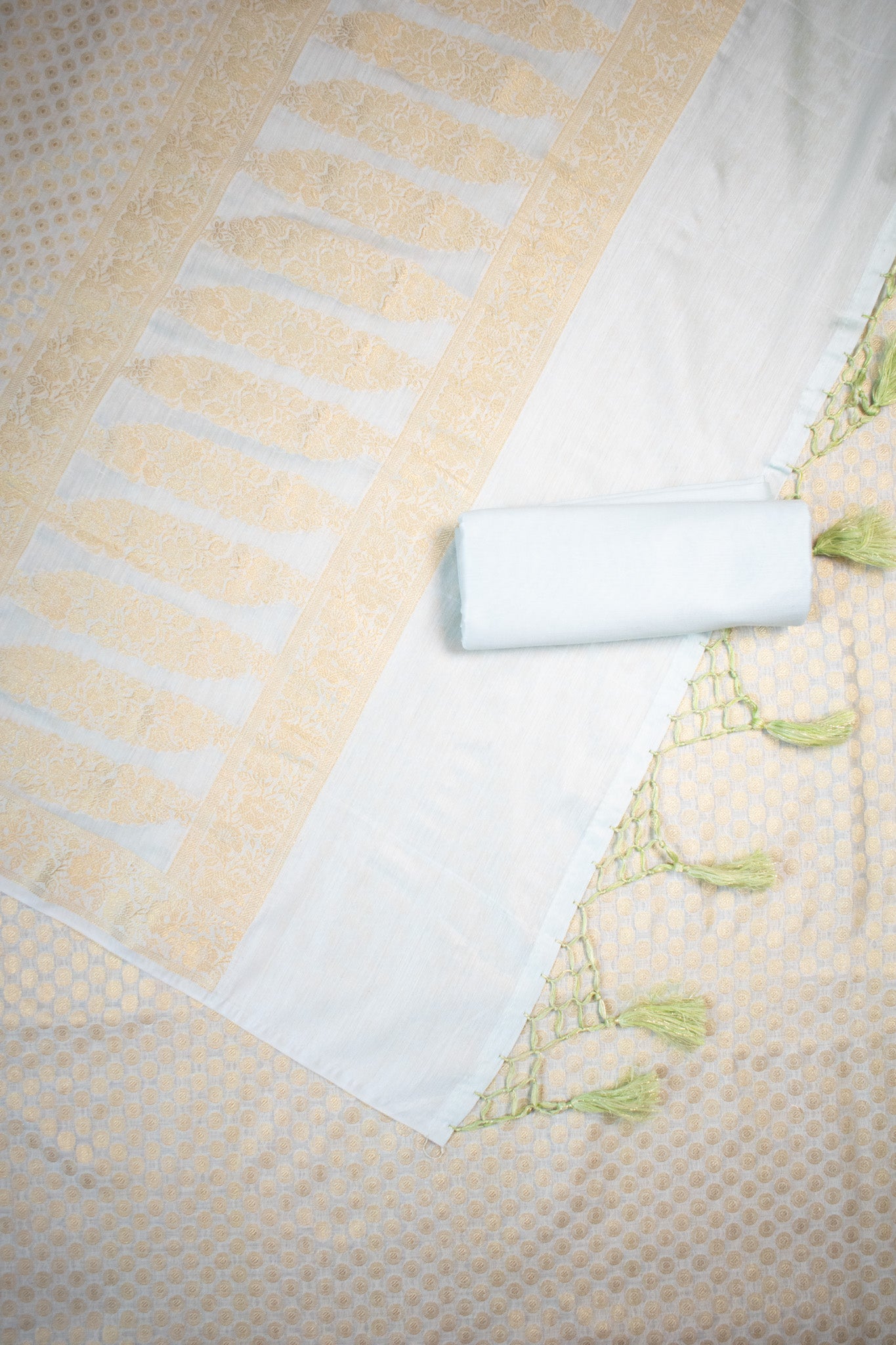 Banarasi Cotton Silk Zari Weaving Salwar Kameez Material- Blue