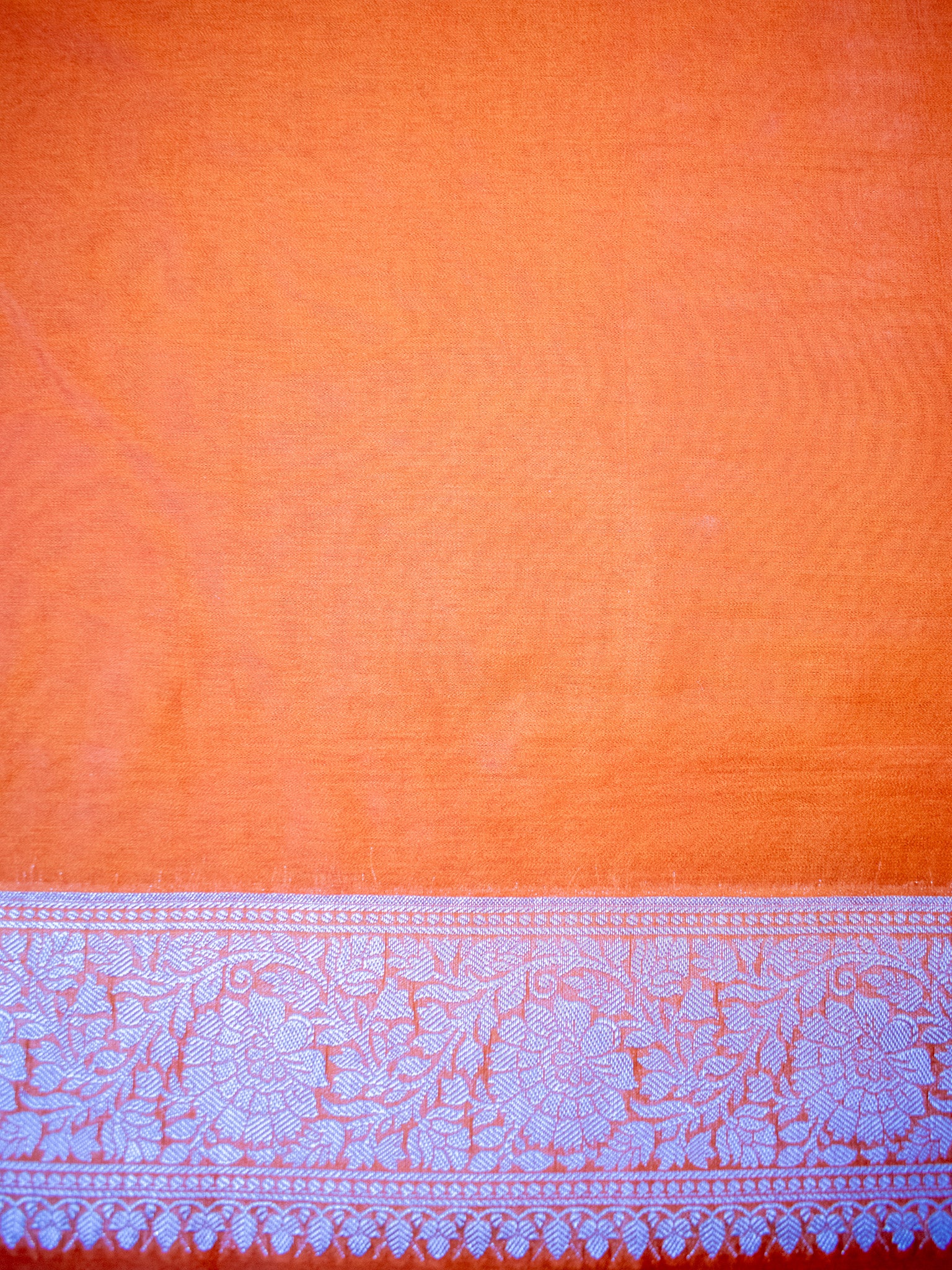 Banarasi Cotton Silk Saree Silver Zari Floral Weaving With Border- Green