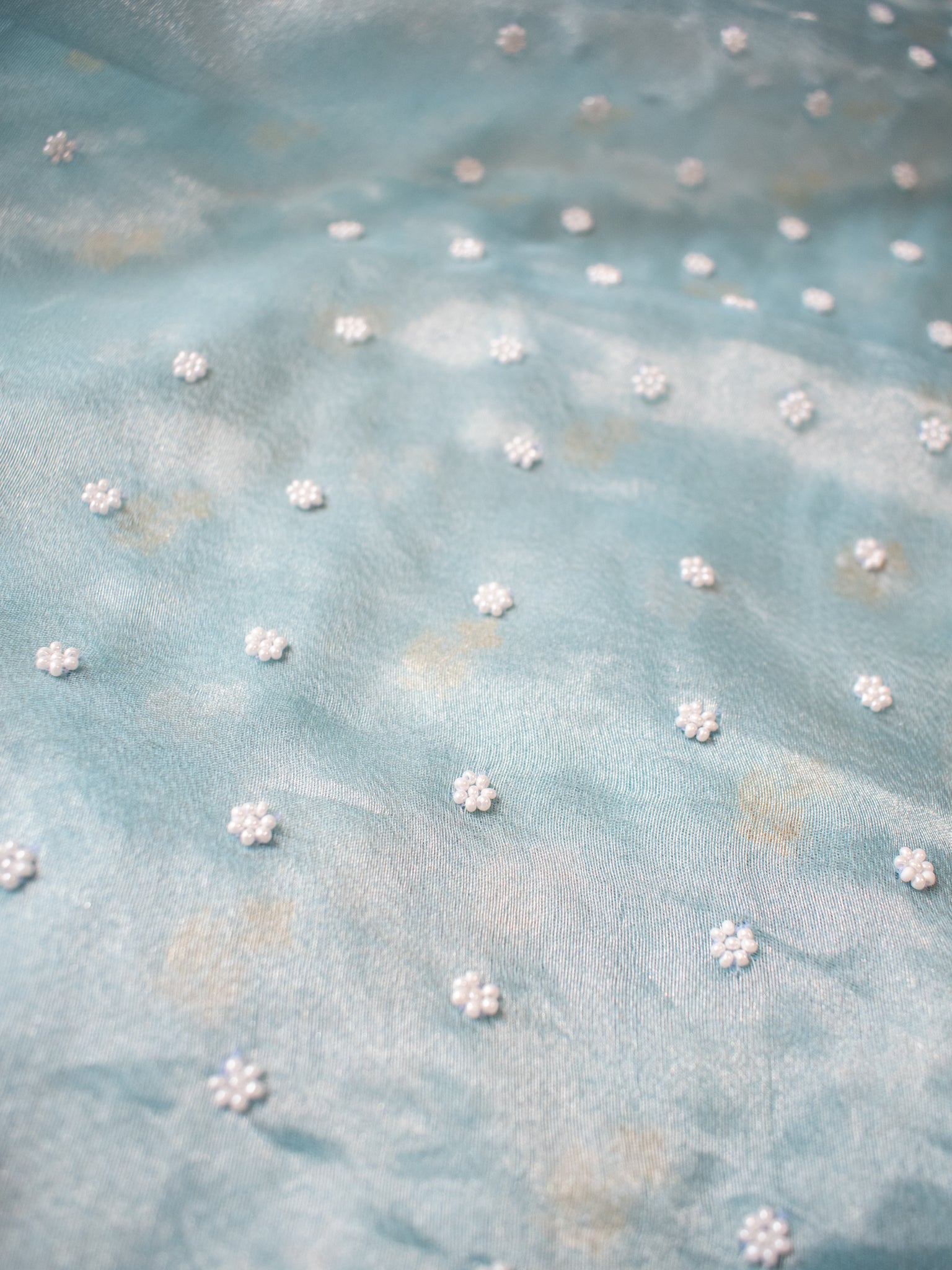 Banarasi Pure Chiniya Salwar Kameez With Tissue Handwork Dupatta- Blue