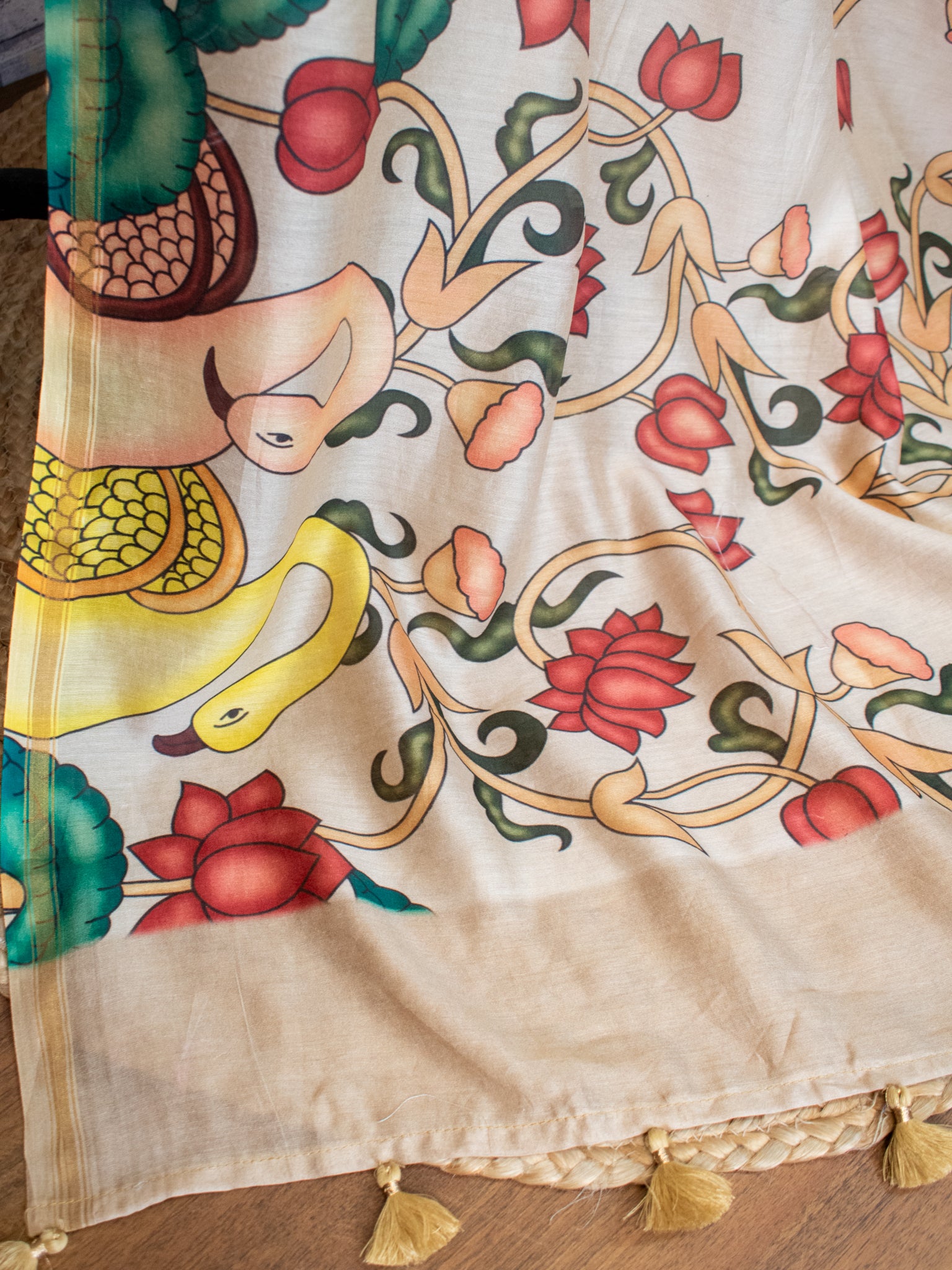 Banarasi Chanderi Digital Print Dupatta - Beige