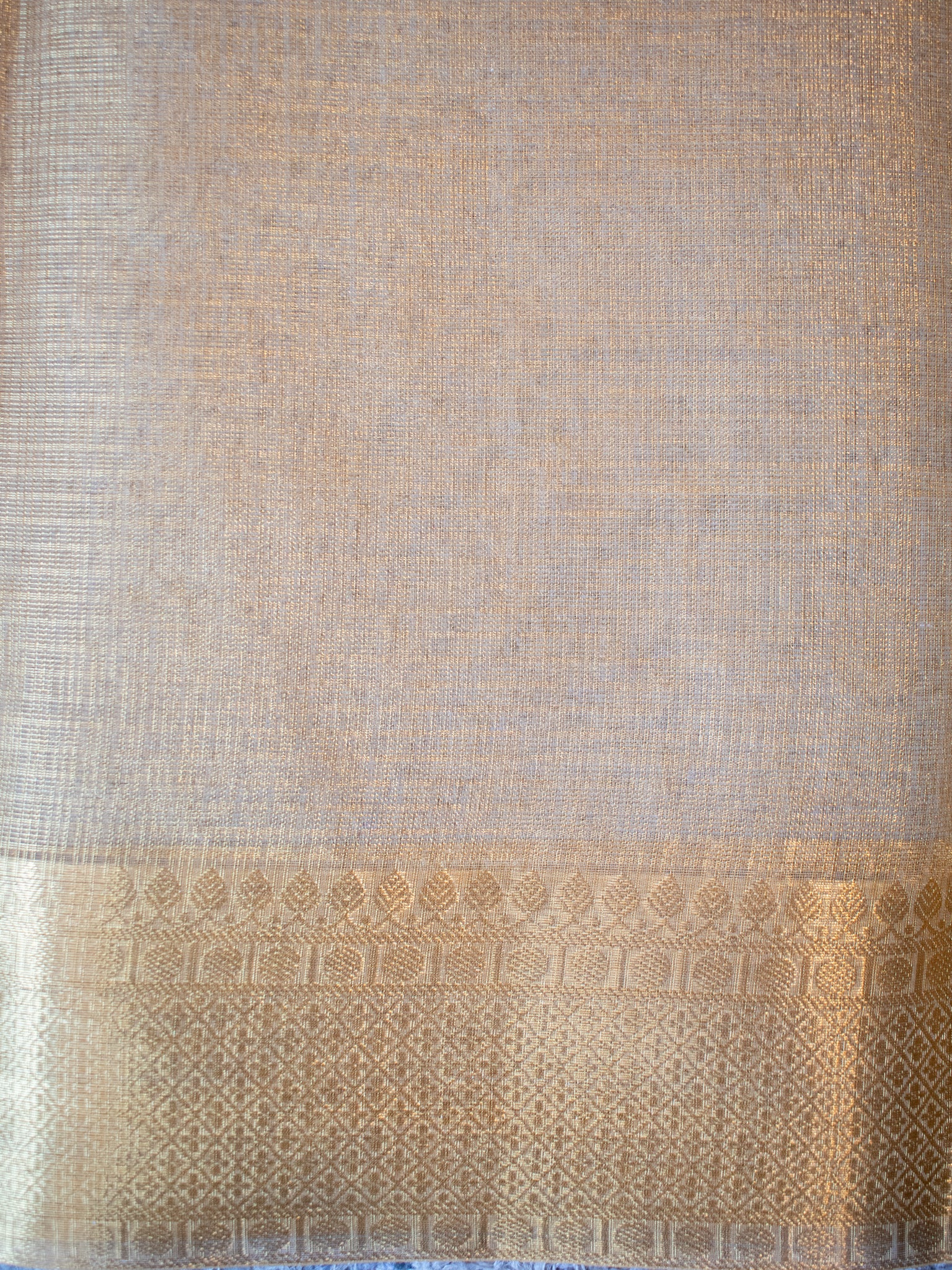 Banarasi Kota Check Saree With Embroidery & Border - Gold