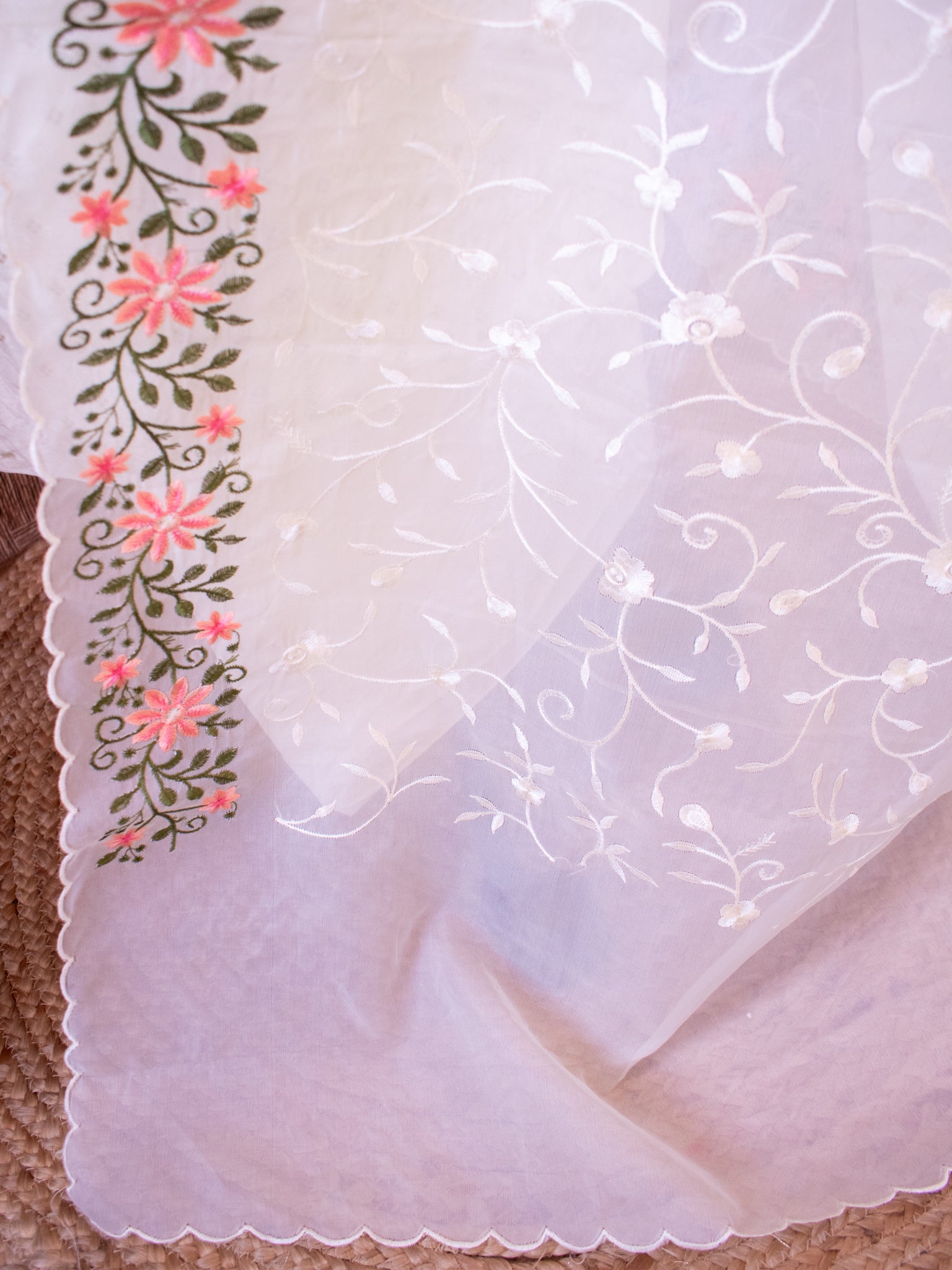 Banarasi Modal Salwar Kameez Fabric With Organza Dupatta- Pink