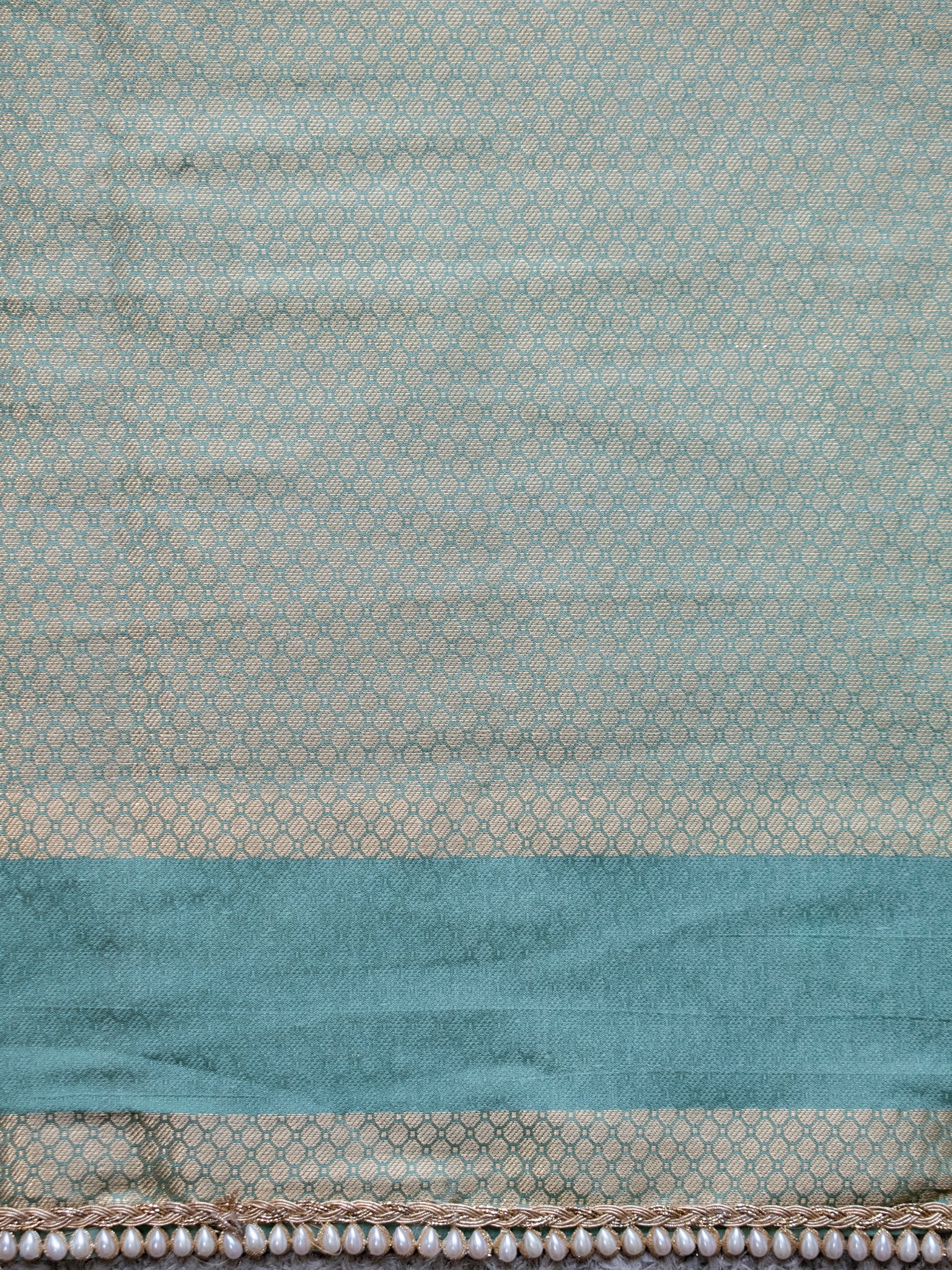 Banarasi Cotton Silk Saree With Zari Weaving & Lace Border - Pastel Blue