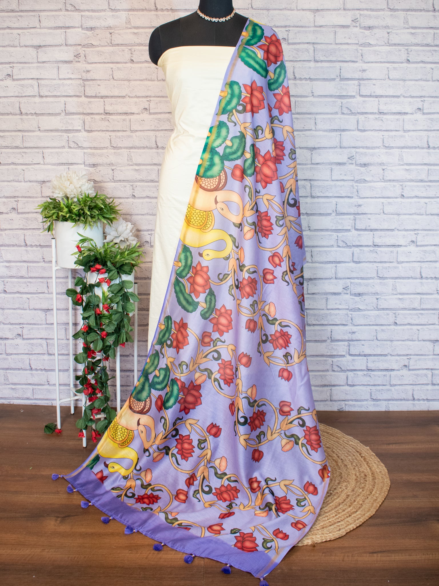 Banarasi Chanderi Digital Print Dupatta - Lavender