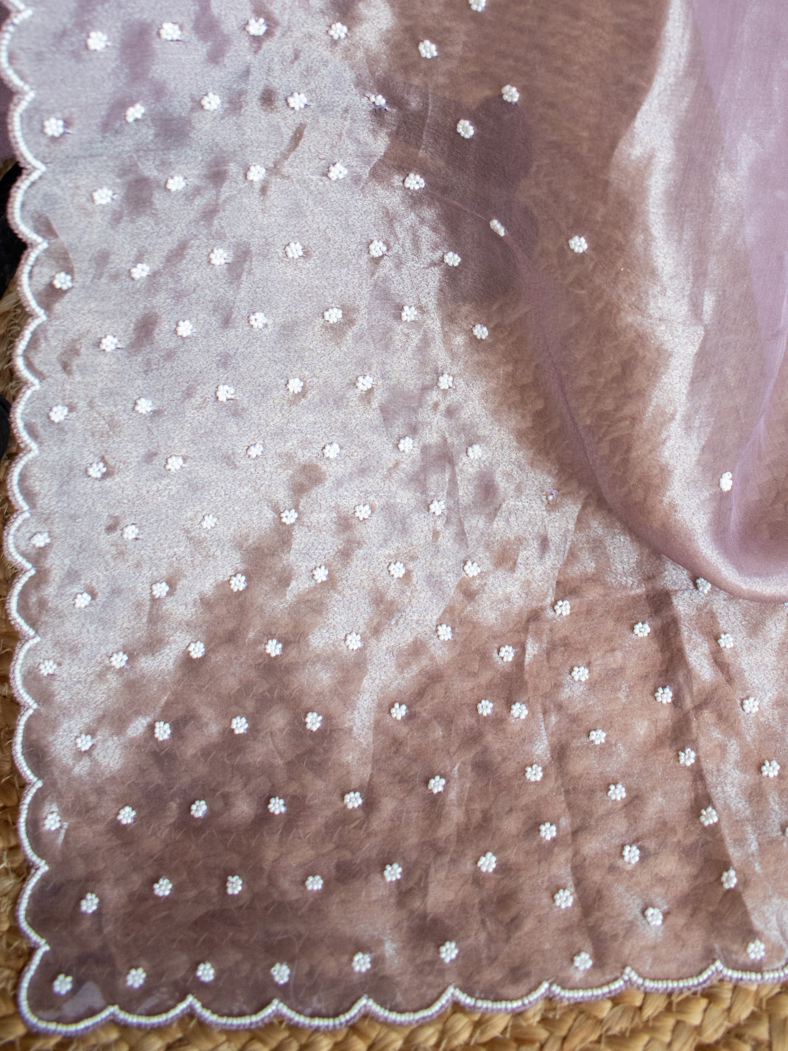 Banarasi Pure Chiniya Salwar Kameez With Tissue Handwork Dupatta-Mauve