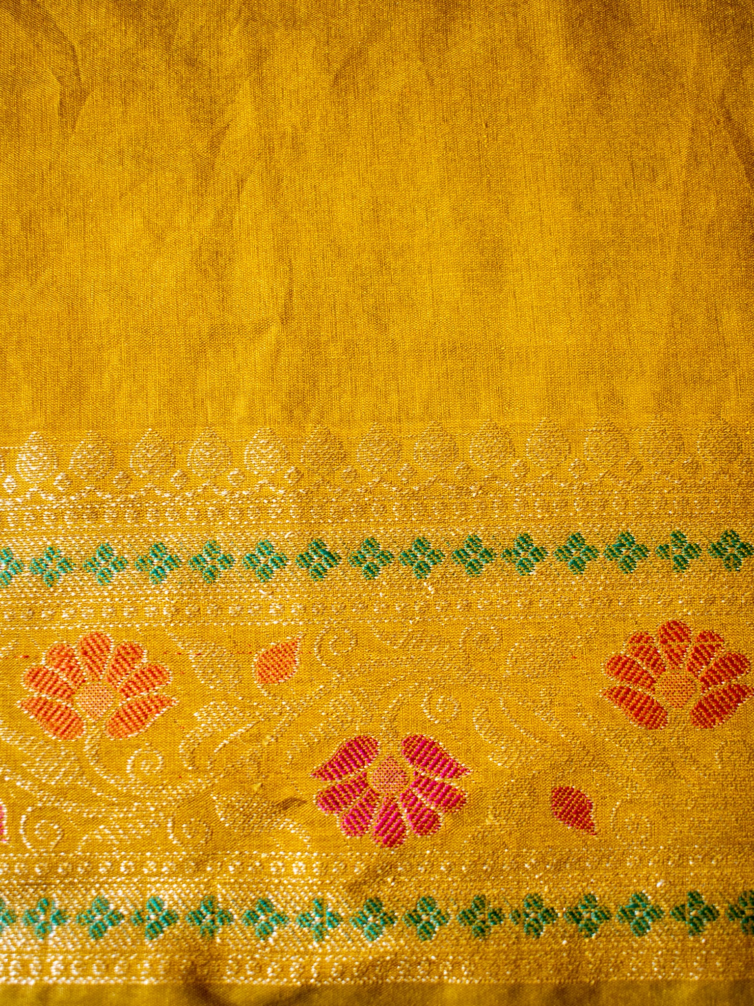 Banarasi Semi Silk Saree With Weaving & Lace Border- Yellow