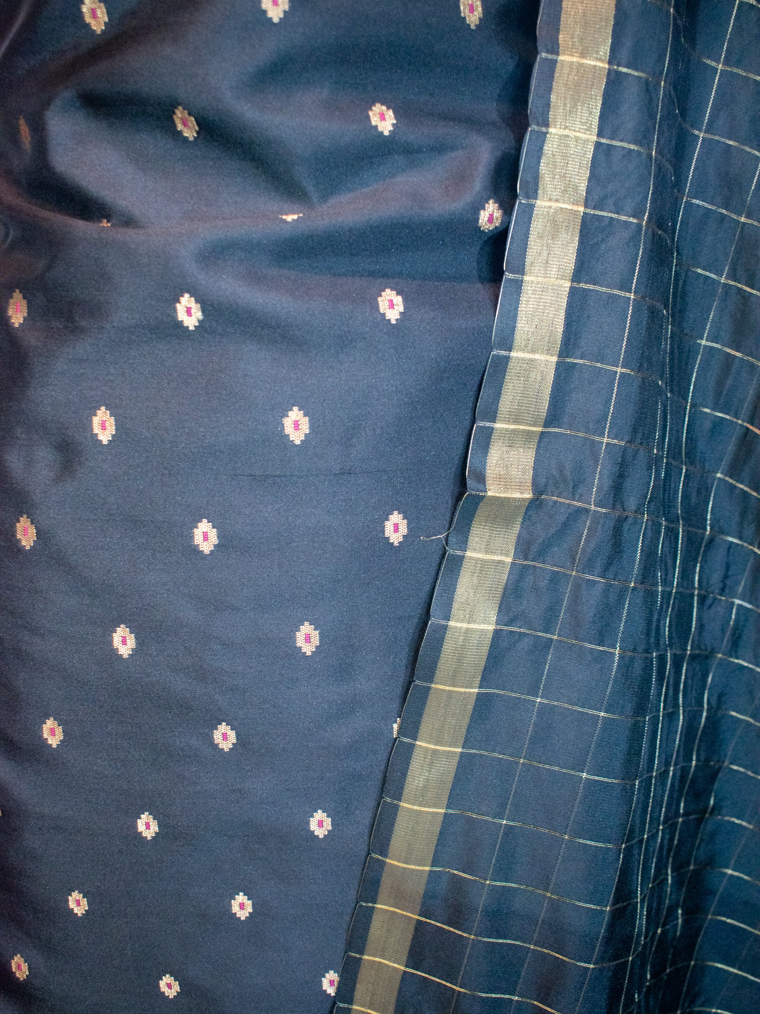 Banarasi Cotton Silk Salwar Kameez With Dupatta- Black