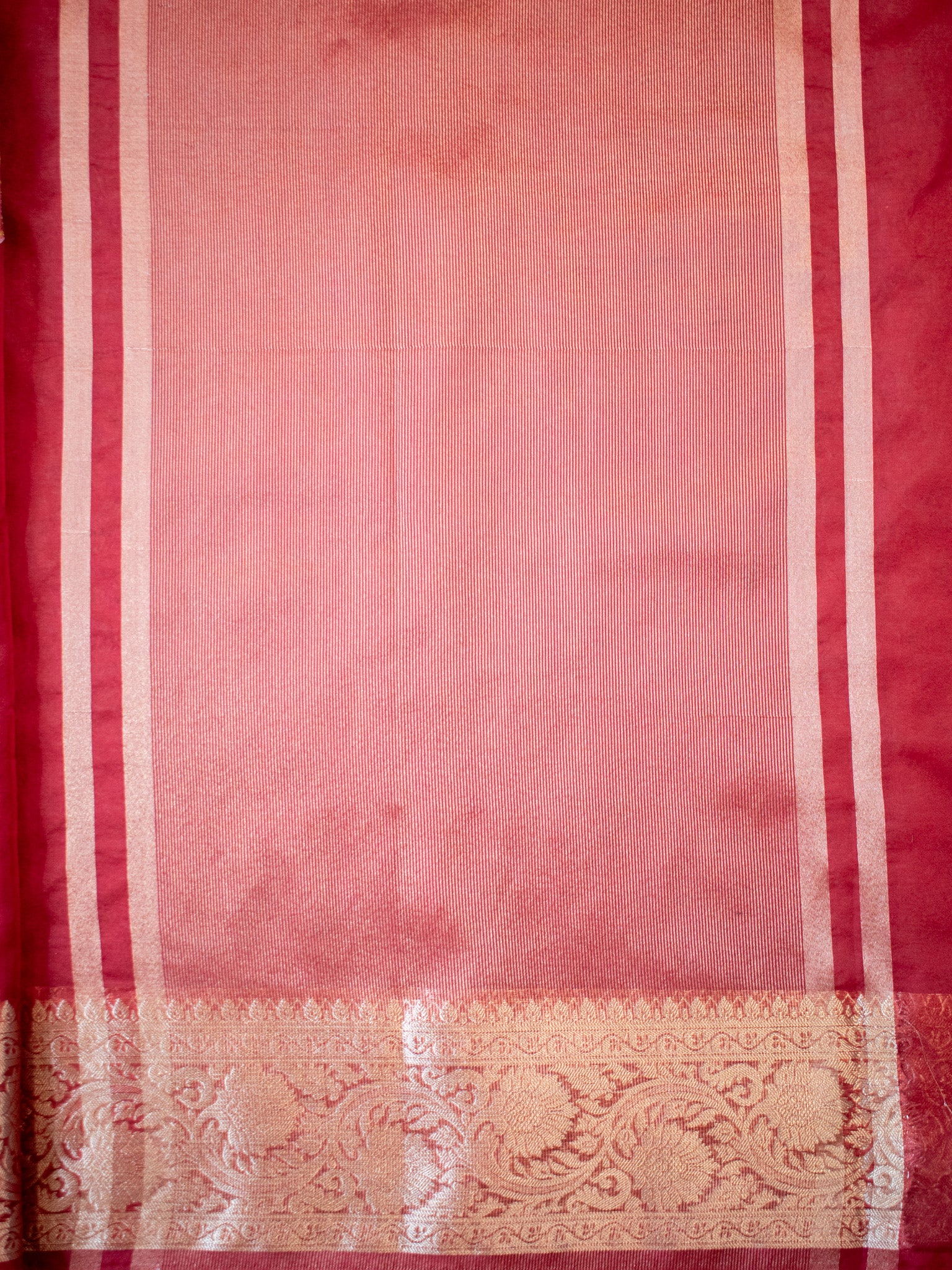 Banarasi Organza Saree With Zari Border- Maroon