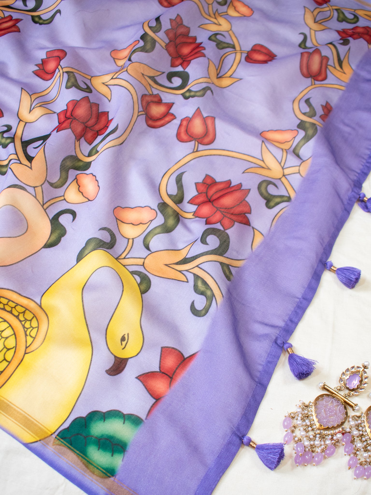 Banarasi Chanderi Digital Print Dupatta - Lavender