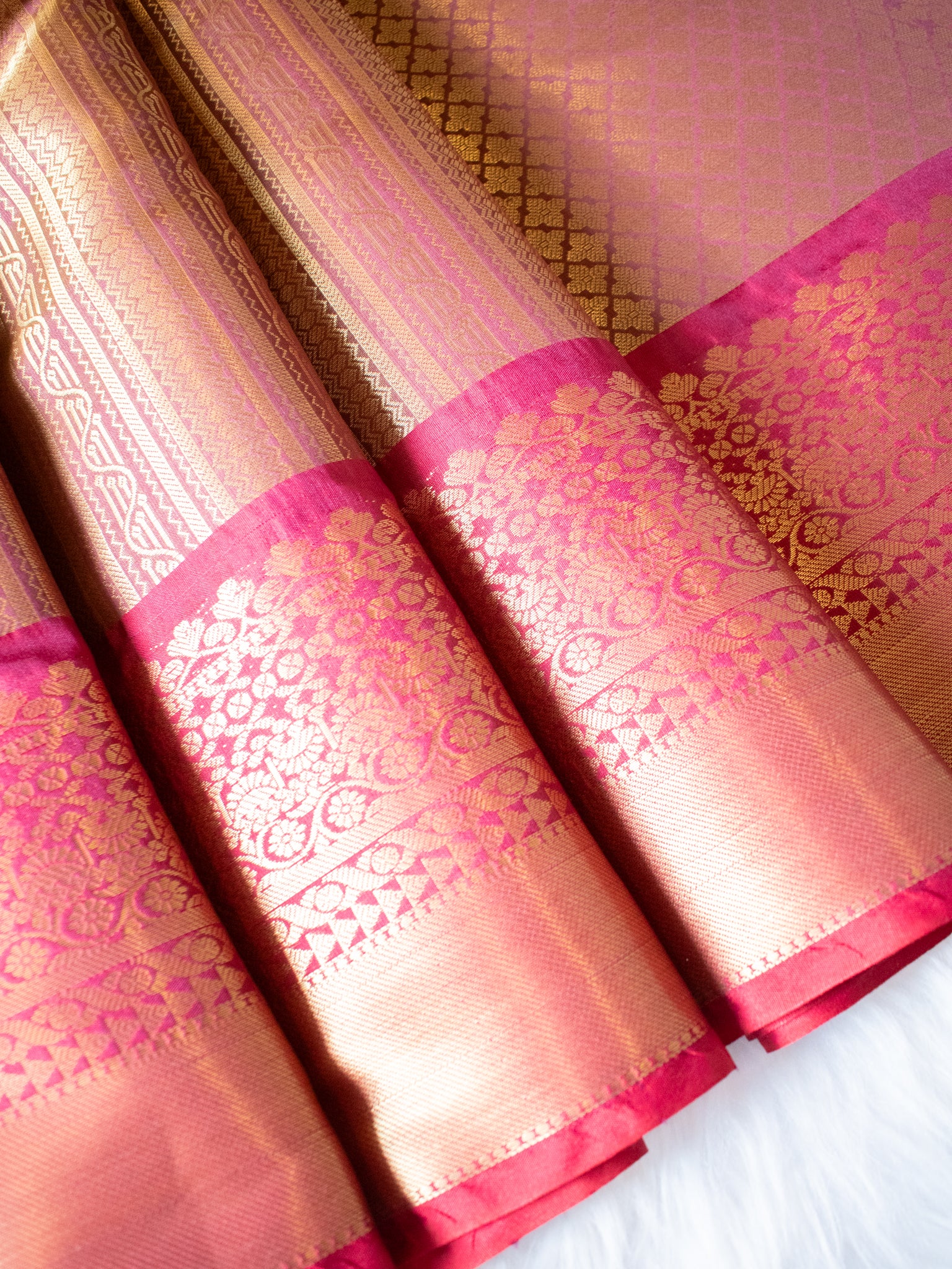 Banarasi Kora Saree With Zari Weaving & Border- Gold