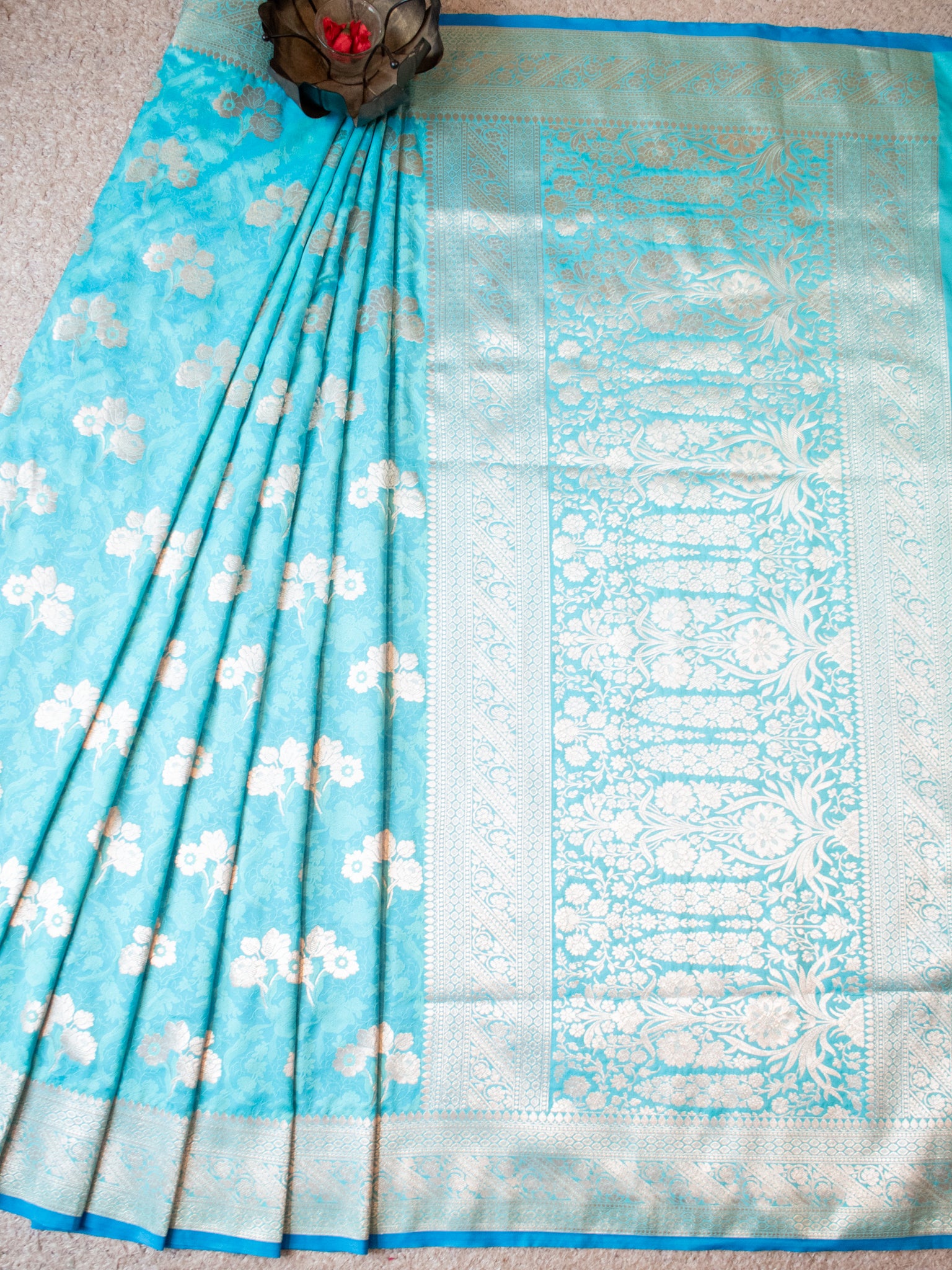 Banarasi Art Katan Silk Saree With Zari Buta Weaving & Tanchoi Weaving- Blue