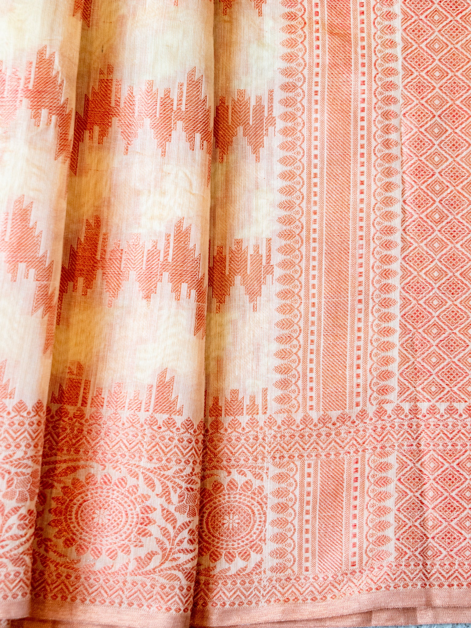 Banarasi Cotton Silk Saree With Zigzag Zari Weaving- Bronze
