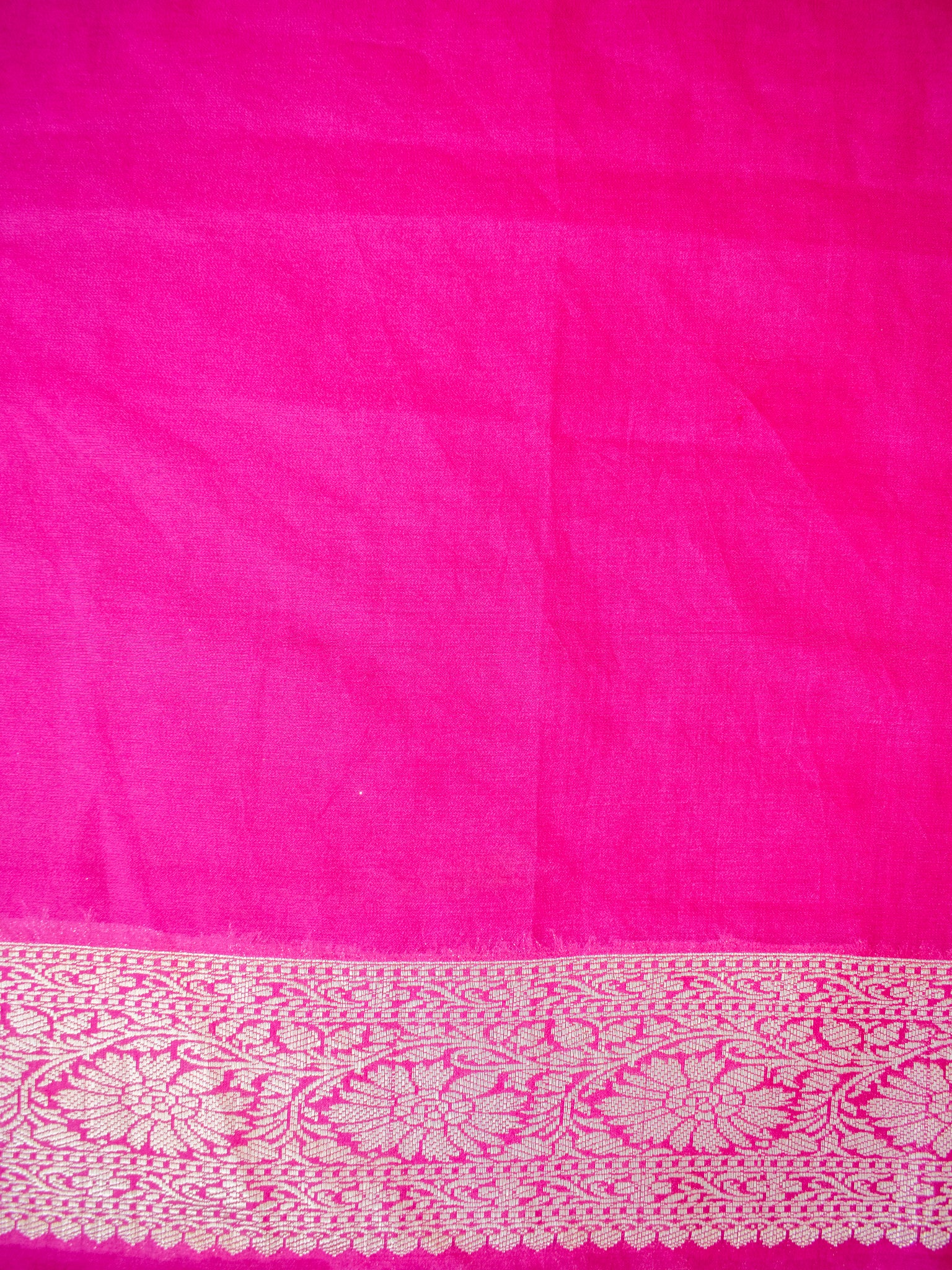 Banarasi Semi Georgette Saree with Floral Weaving & Contrast Border- Dark Green