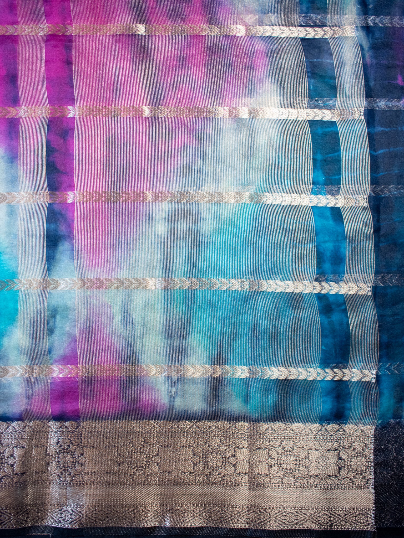 Banarasi Shibori Dyed Organza Saree With Zari Weaving