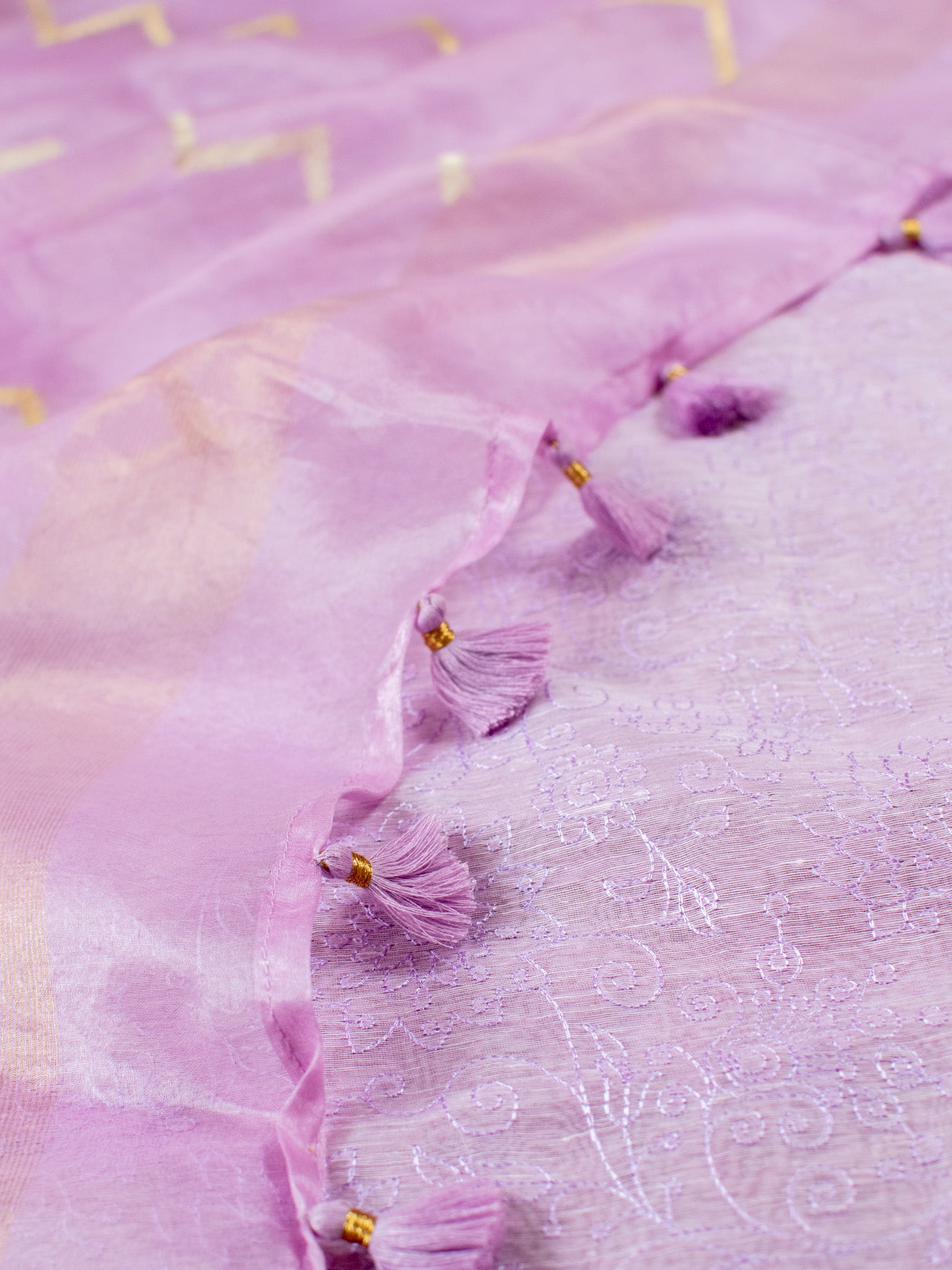 Banarasi Soft Embroidered Cotton Salwar Kameez Fabric With Organza Dupatta- Pink