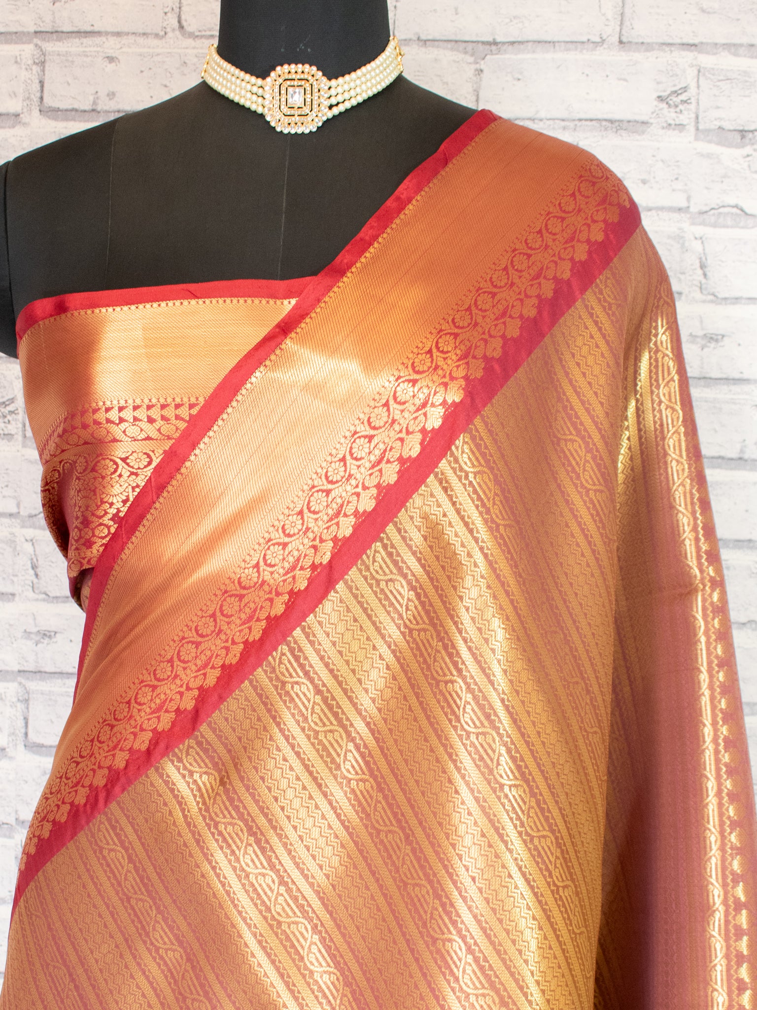 Banarasi Kora Saree With Zari Weaving & Border- Gold