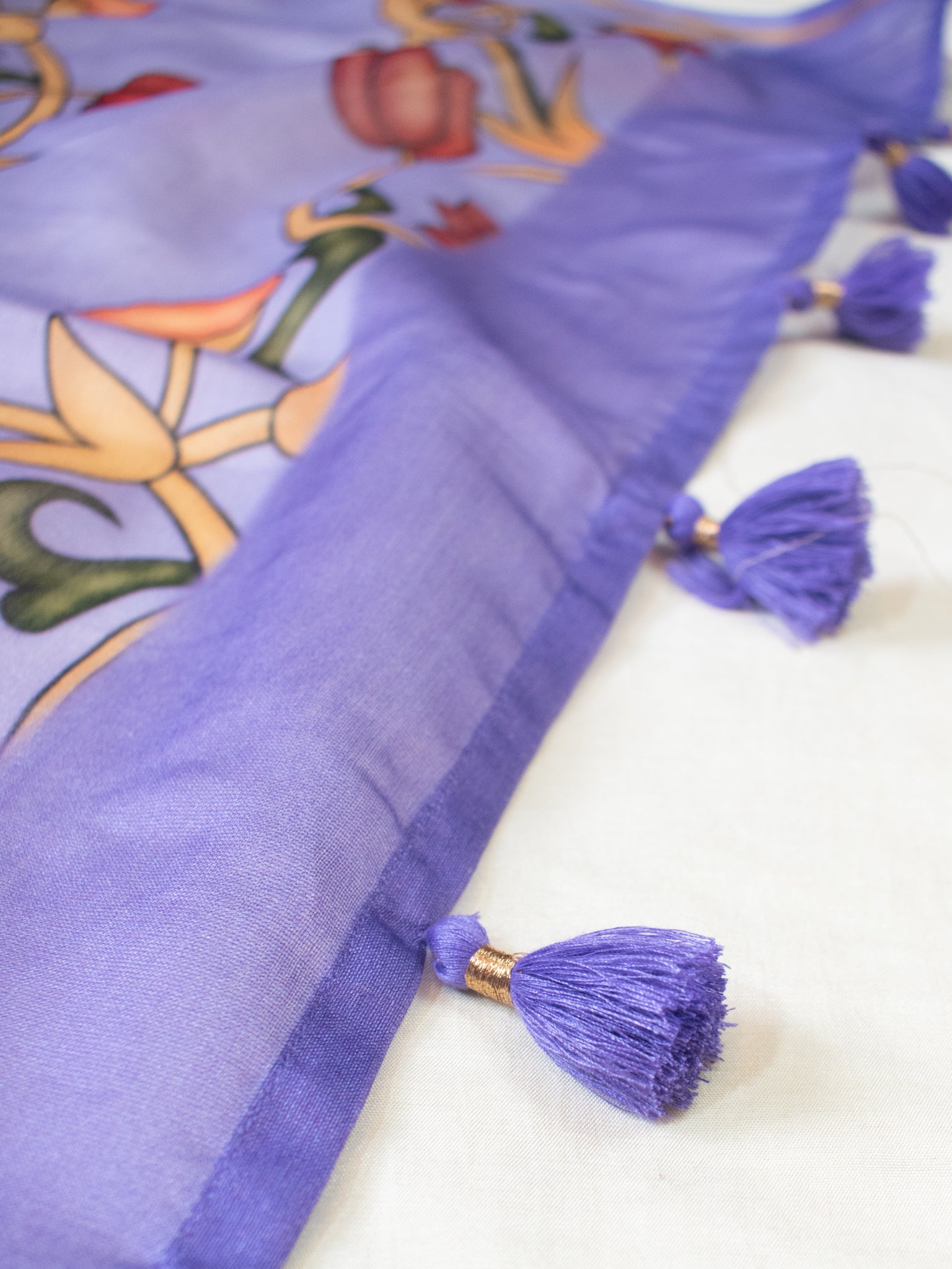 Banarasi Chanderi Digital Print Dupatta - Lavender