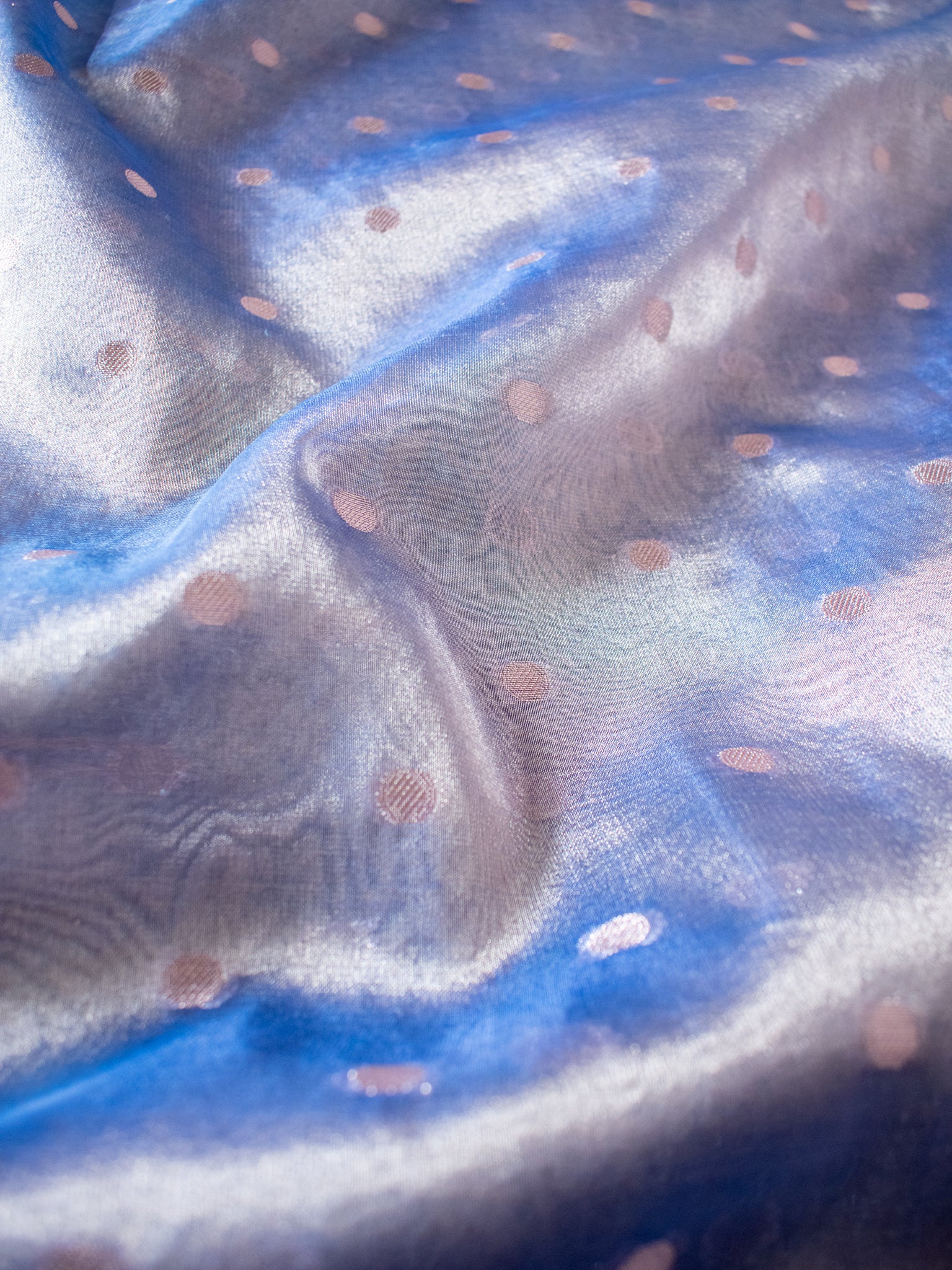 Banarasi Tissue Saree With Buti Weaving & Lace Border - Blue