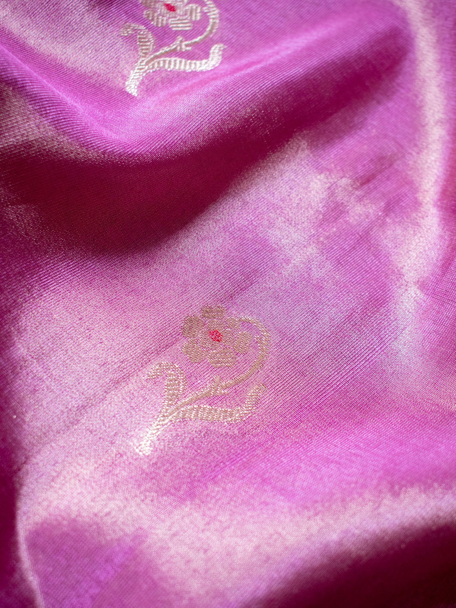 Banarasi Tissue Saree With Zari Weaving & Lace Border- Lavender