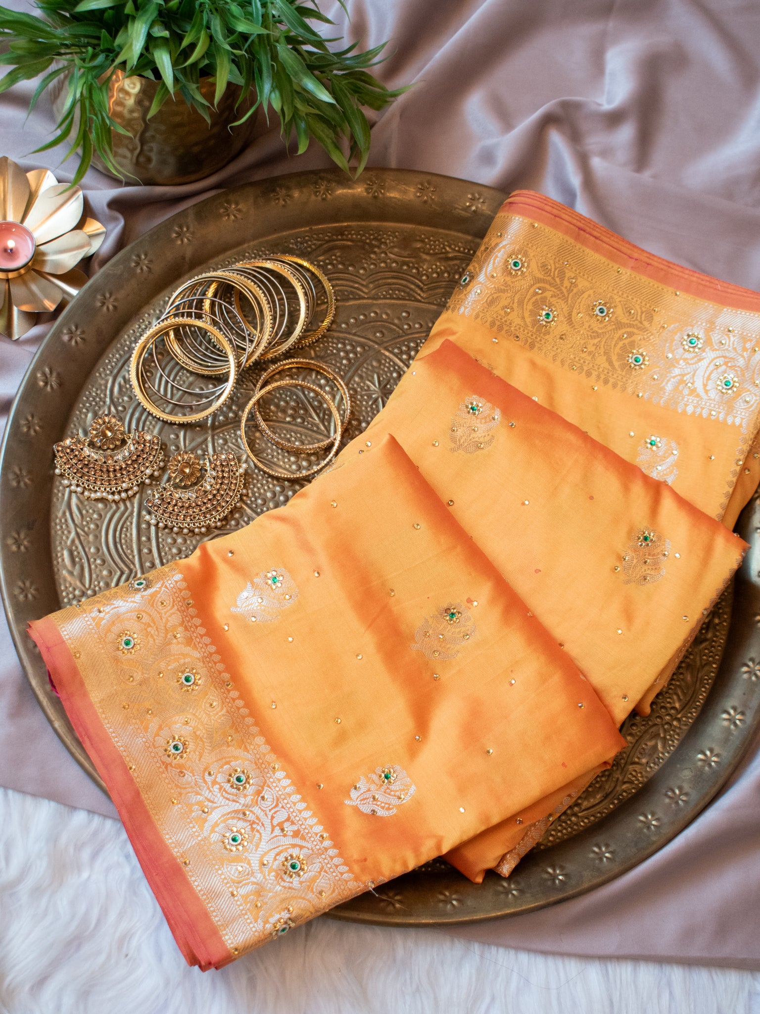 Banarasi Semi Silk Saree With Zari Border - Yellow