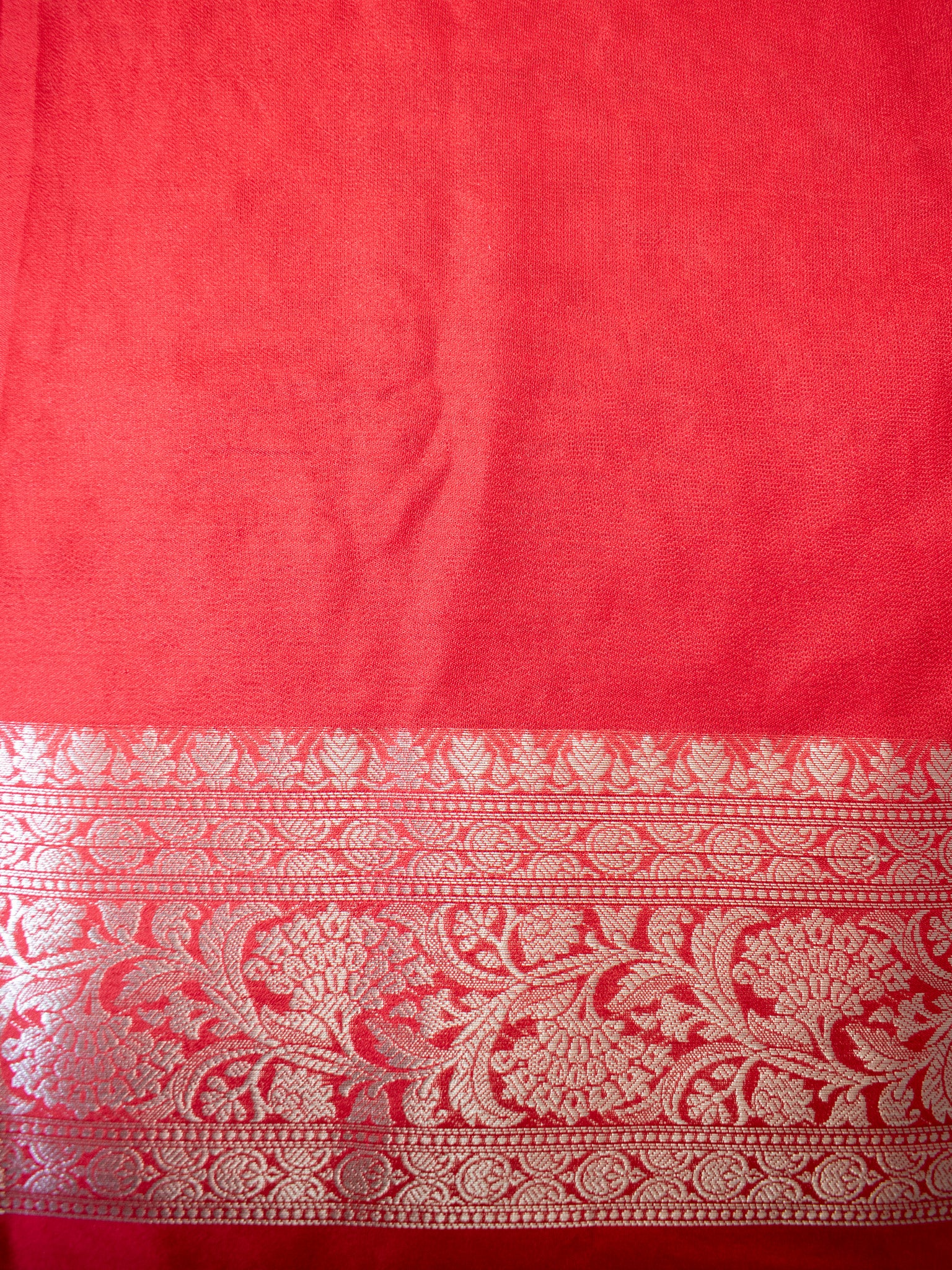 Banarasi Semi Silk Saree With Zari Border - Red